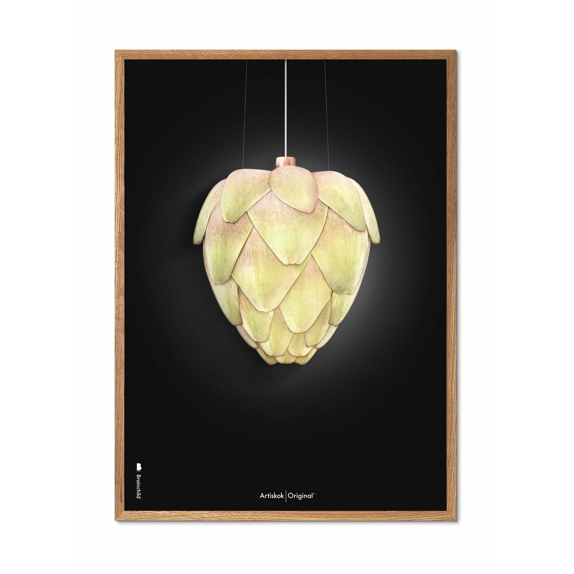 Brainchild pH Artischocken -Posterrahmen aus hellem Holz 30 x 40 cm, schwarzer Hintergrund