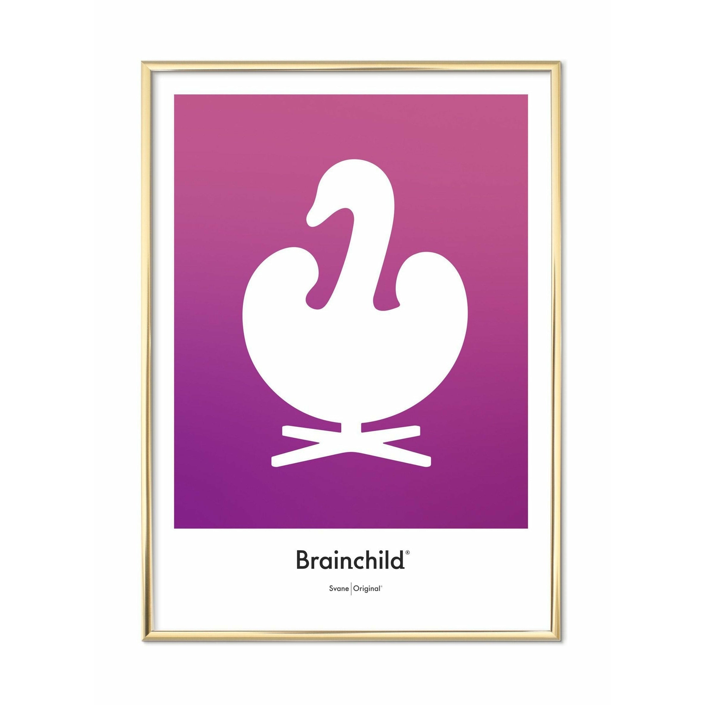 Brainchild Swan Design Icon Poster, Messingrahmen 50 x70 cm, lila