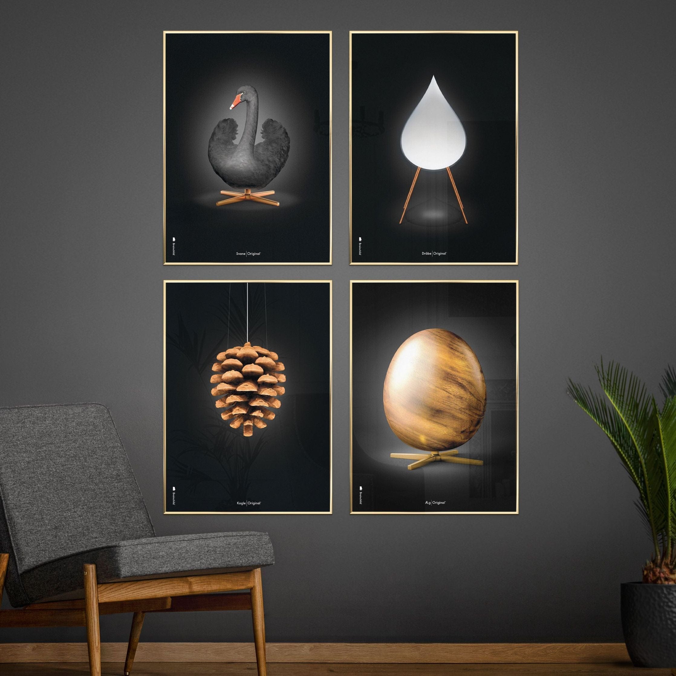 Brainchild Pine Cone Classic Poster Without Frame A5, Black Background