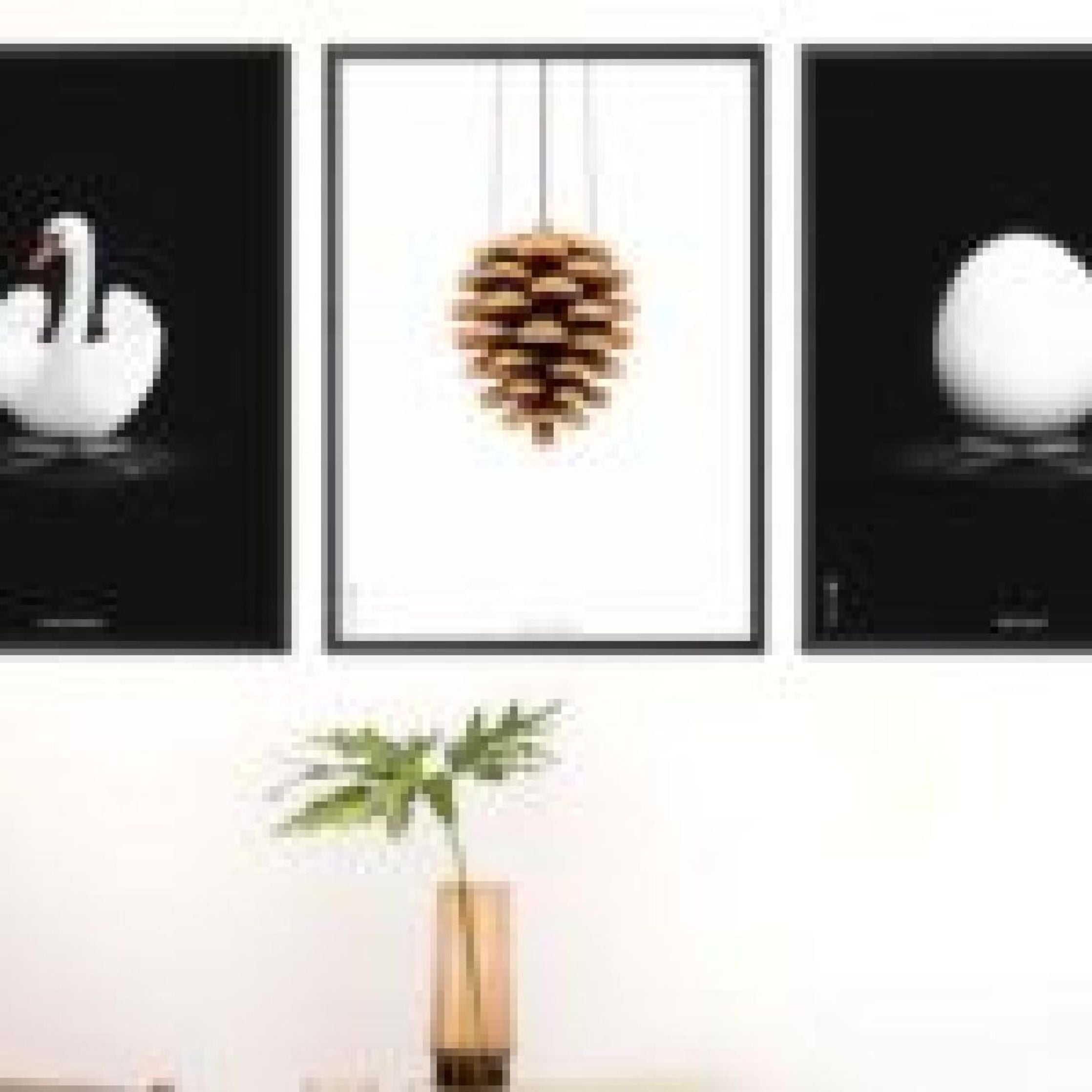 Brainchild Pine Cone Classic Poster, Frame Made Of Dark Wood 70x100 Cm, White Background