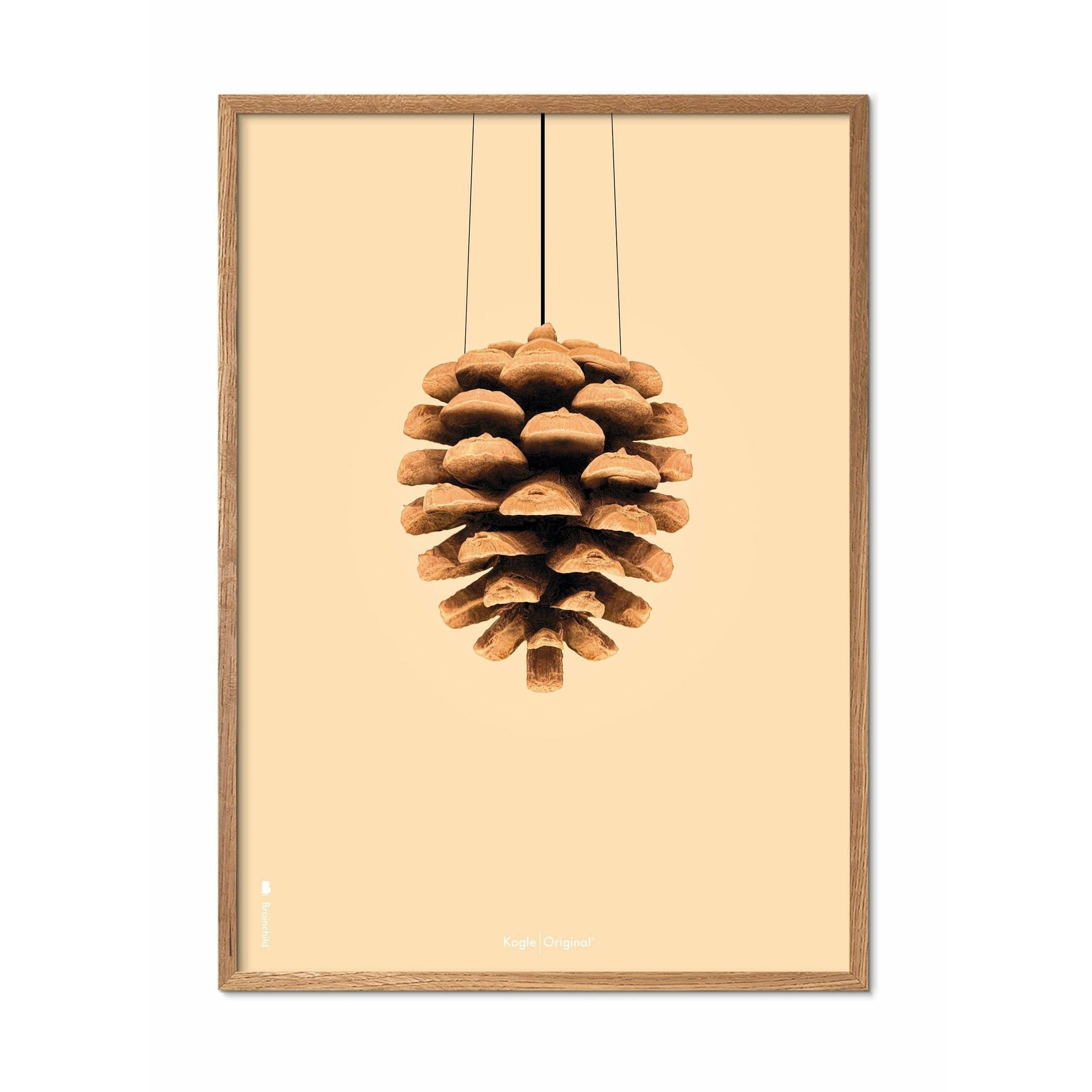 Brainchild Pine Cone Klassisk plakat, ramme lavet af lyst træ 30x40 cm, sandfarvet baggrund