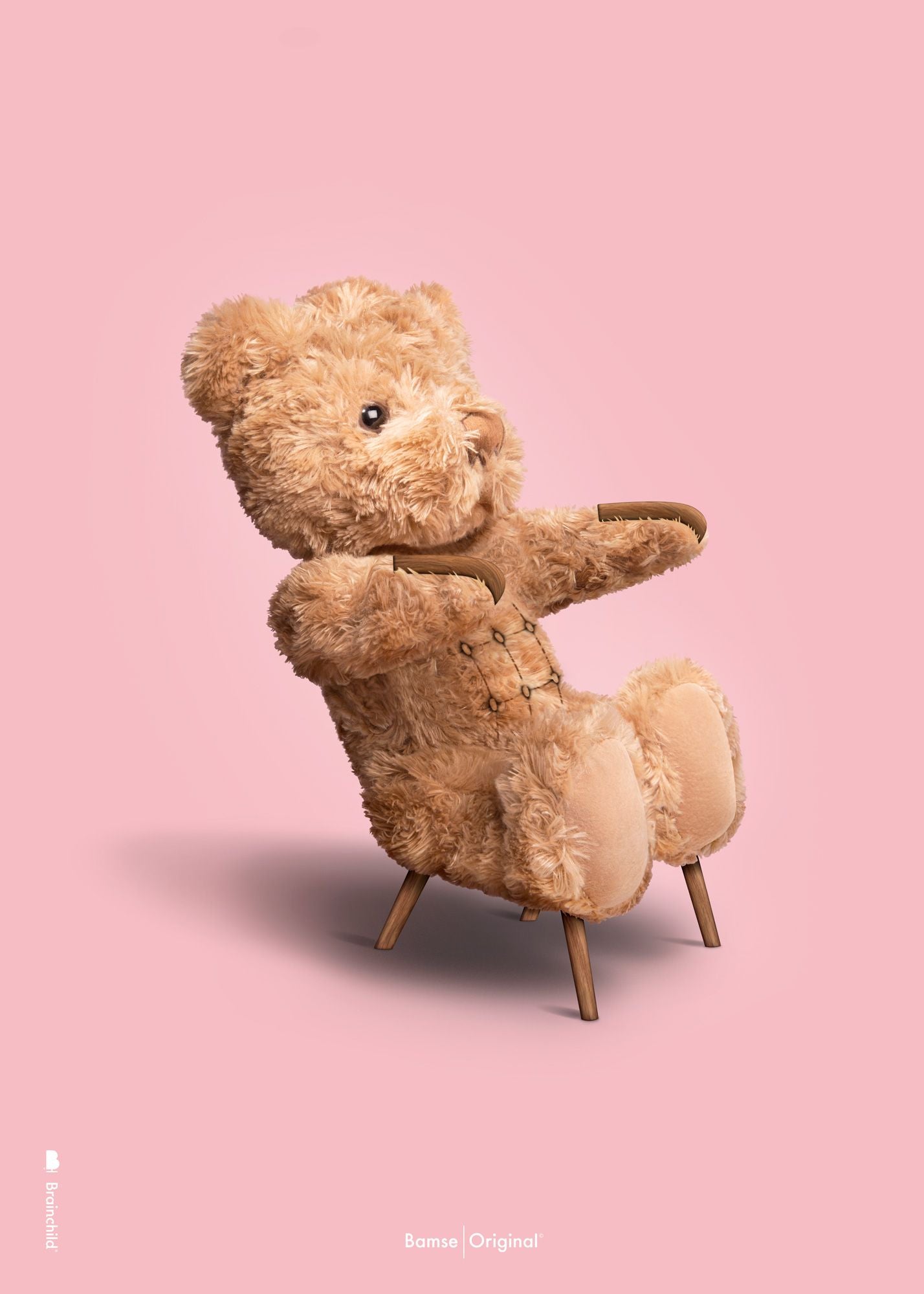 Brainchild Teddy Bear Classic Poster ohne Rahmen 30x40 cm, rosa Hintergrund