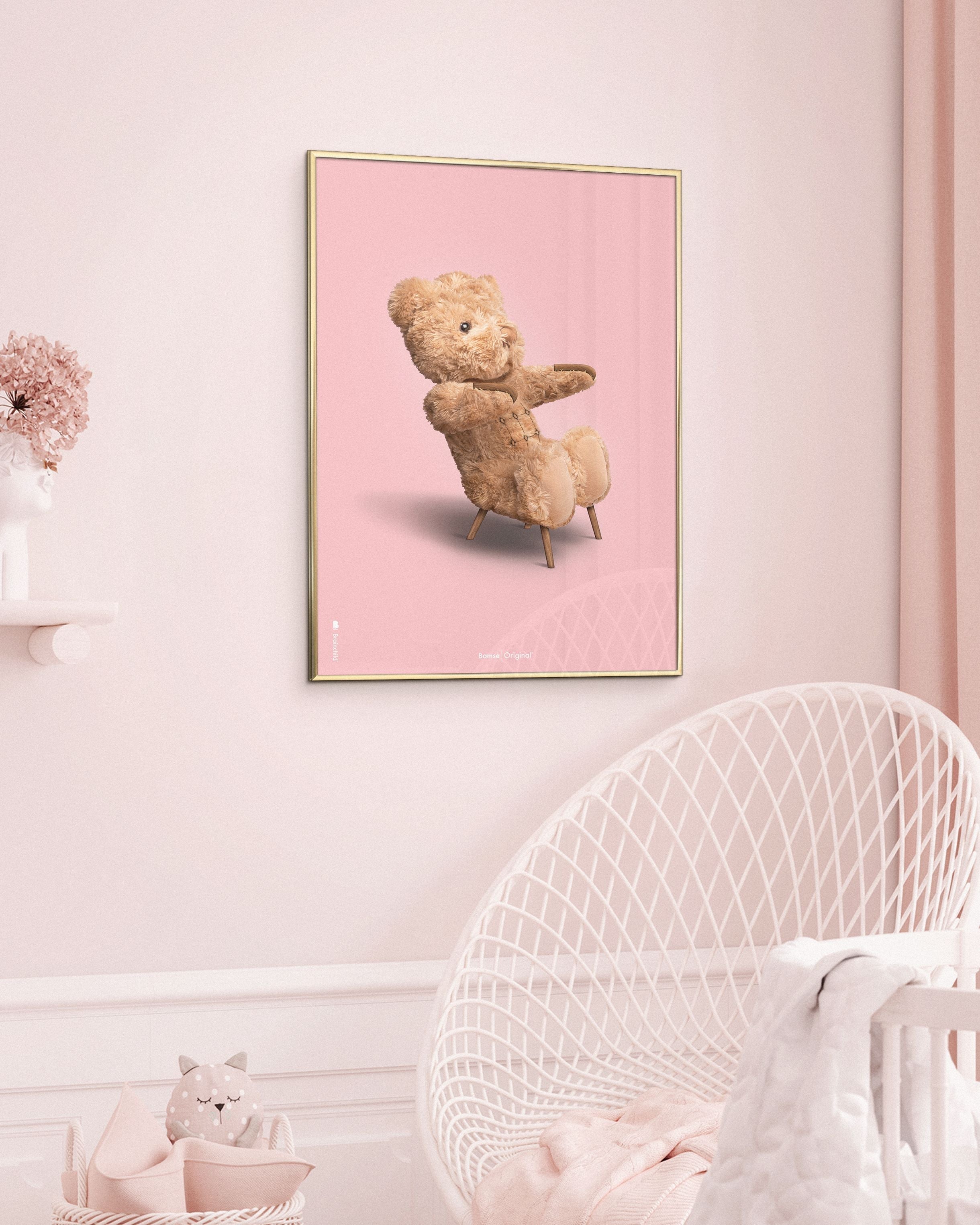 Brainchild Teddy Bear Classic Poster ohne Rahmen A5, rosa Hintergrund