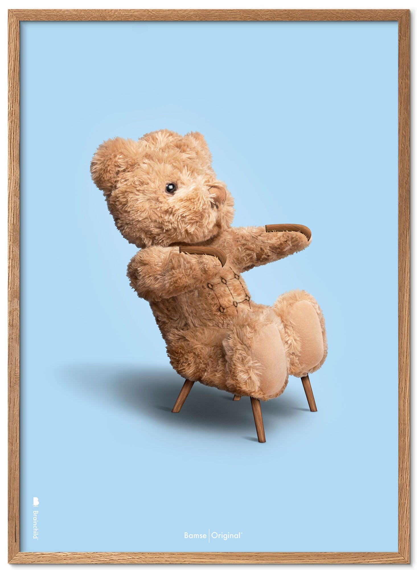 Brainchild Teddy Bear Classic Posterrahmen aus hellem Holz Ramm 30x40 cm, hellblauem Hintergrund