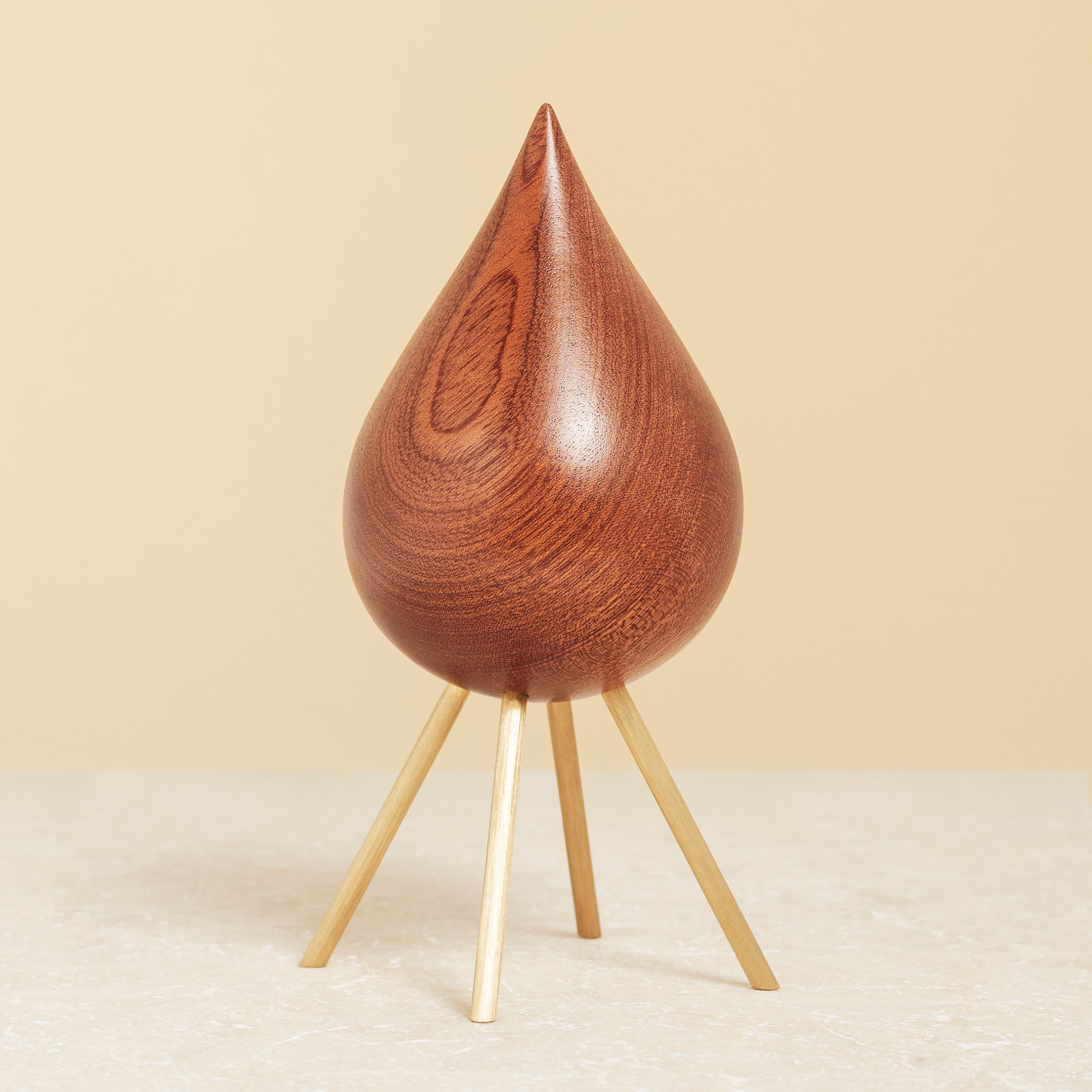 Brainchild Drop Wooden Figure Mahogany, Brass Base