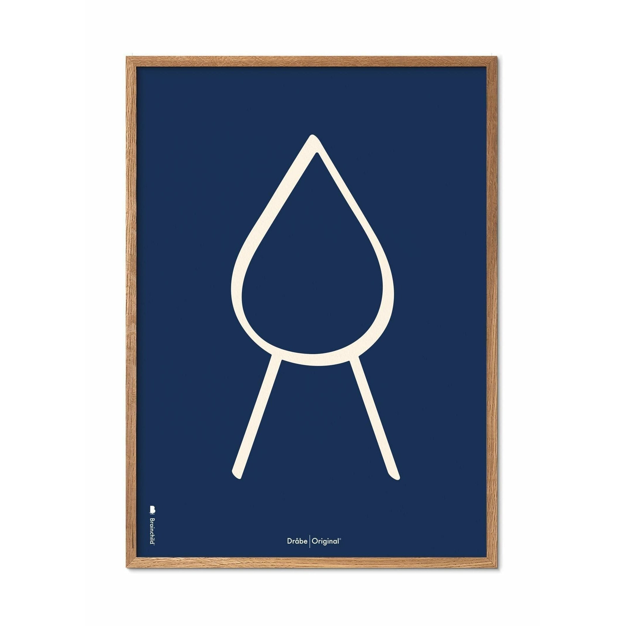 Brainchild Drop -Line -Poster, Rahmen aus leichten Holz 70x100 cm, blauer Hintergrund