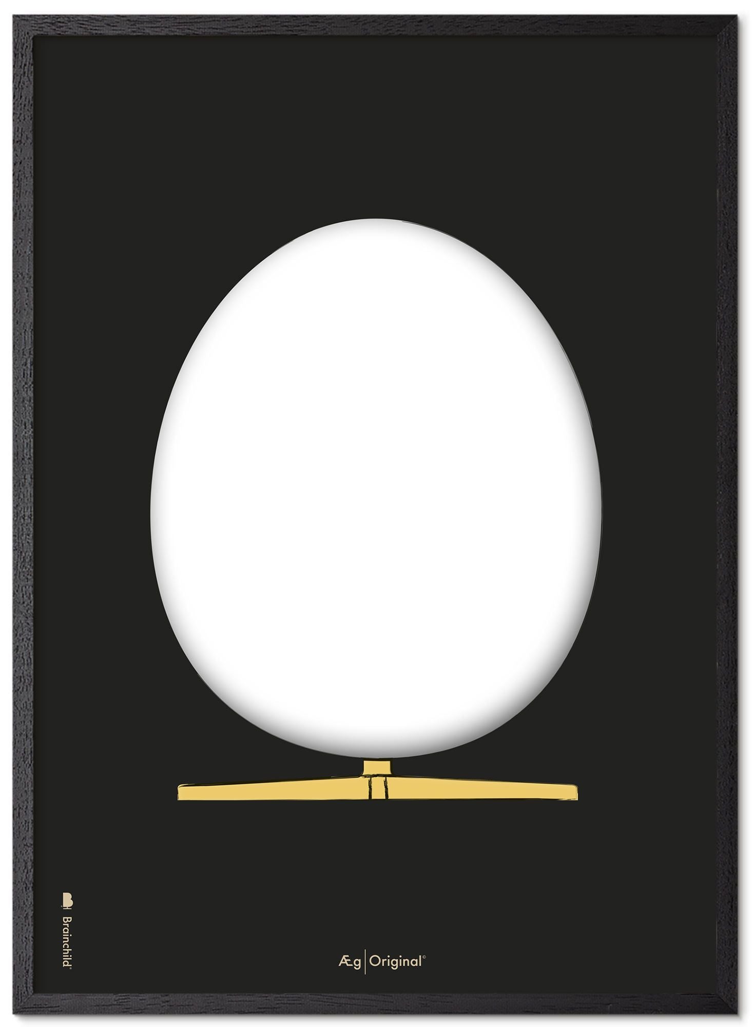 Brainchild Das Ei -Design -Skizze -Posterrahmen aus schwarz lackiertem Holz 50x70 cm, schwarzer Hintergrund