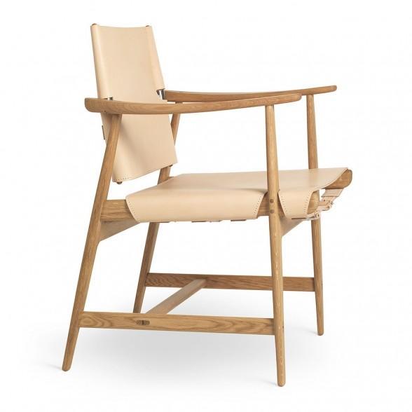 Silla de cazador de Carl Hansen BM1106, roble engrasado/cuero natural