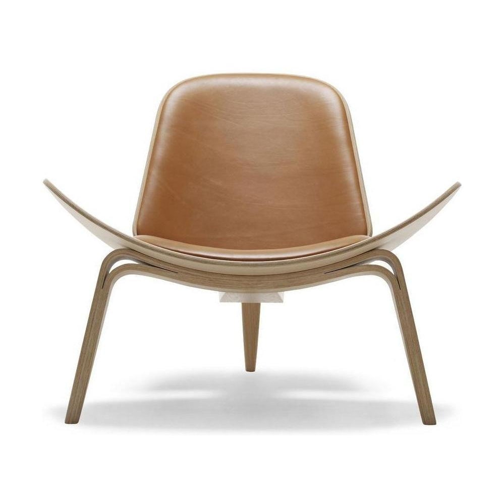Carl Hansen Ch07 Shell Chair, chêne huilé/cuir marron Sif 95