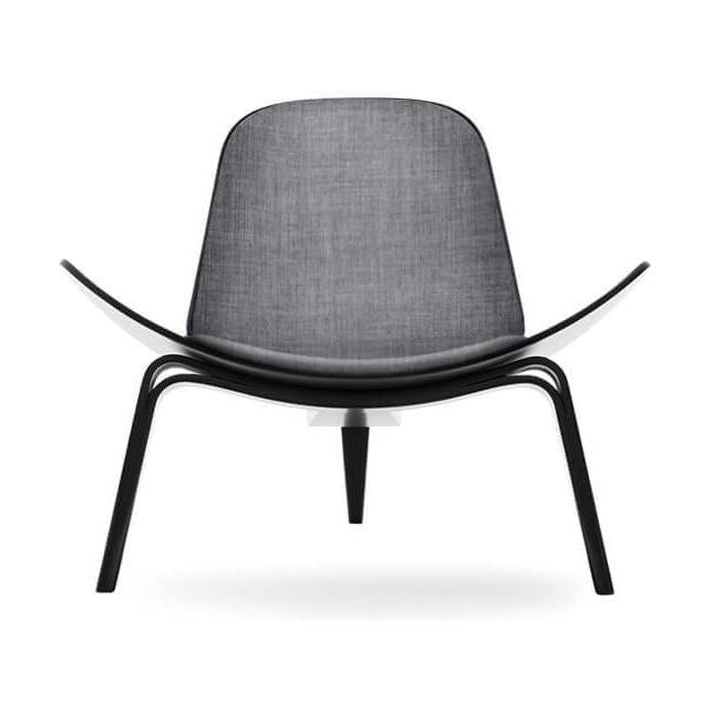 Carl Hansen CH07 Shell Chair, Black Beech/Dark Gray Fabric Fiord 171