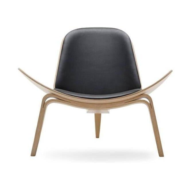 Carl Hansen CH07 Shellstuhl Weißöl Eiche/Schwarz Leder Thor 301