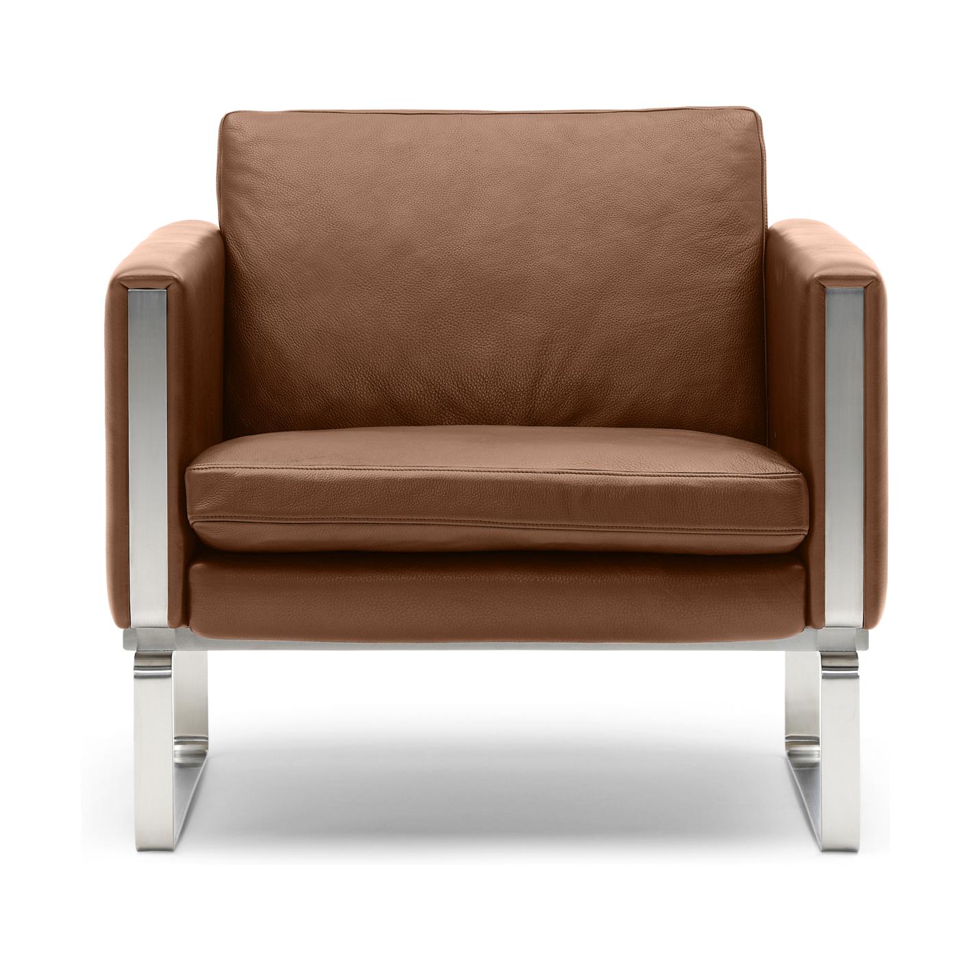 Carl Hansen Ch101 Chaise longue, acier/cuir marron