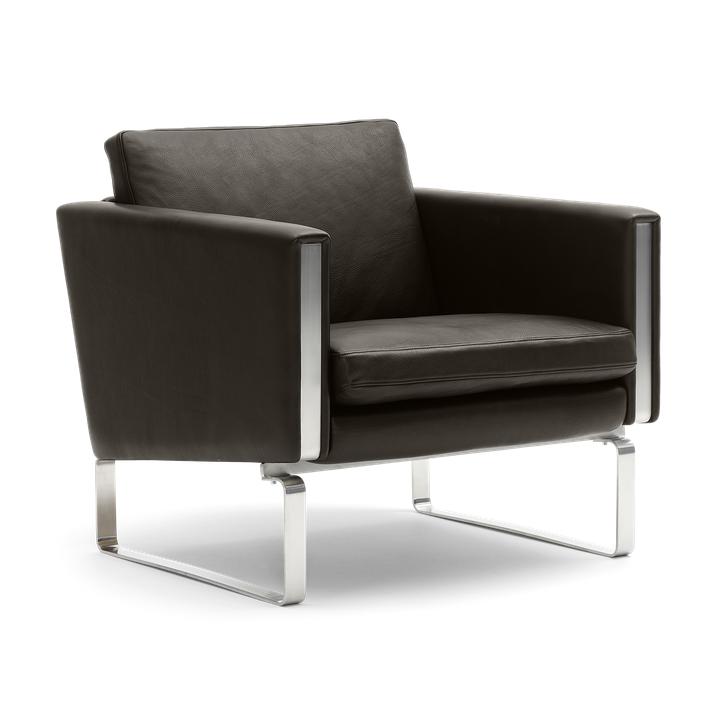 Carl Hansen Ch101 Silla de salón, acero/cuero marrón oscuro (Thor 306)