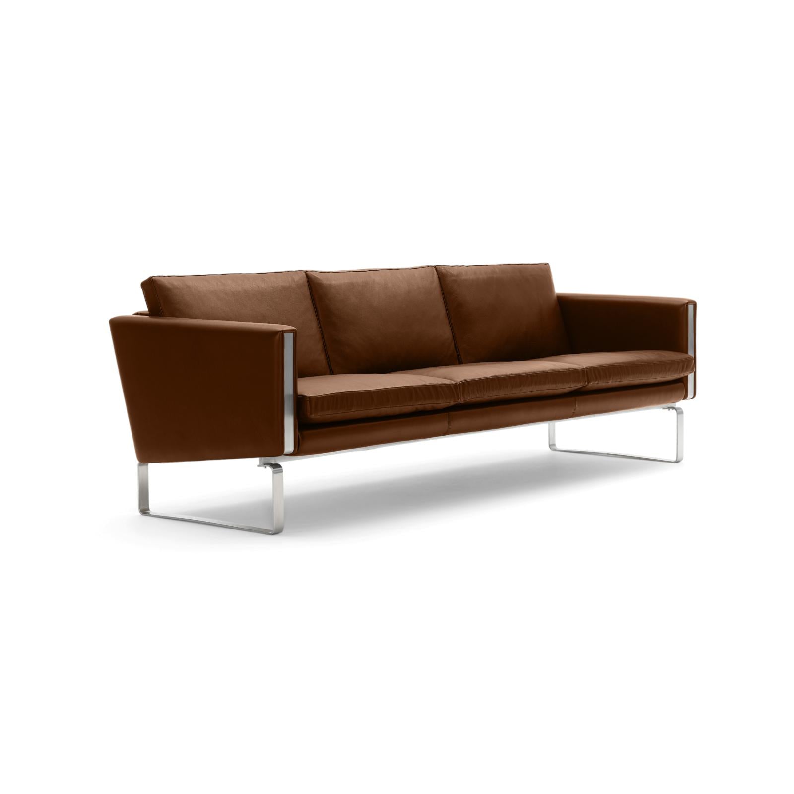 Carl Hansen, canapé Ch103, acier/cuir marron