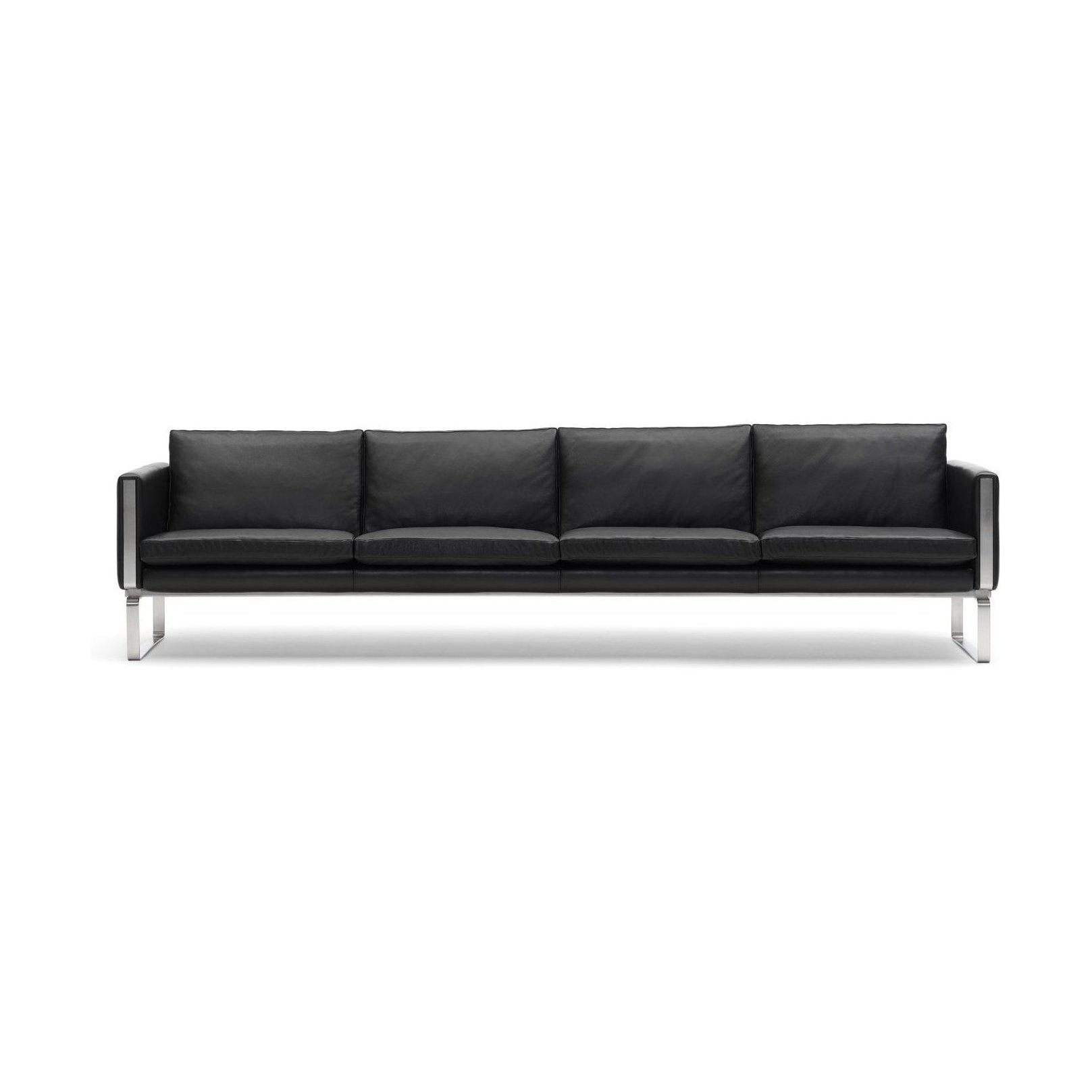 Carl Hansen CH104 Sofa, stål/sort læder