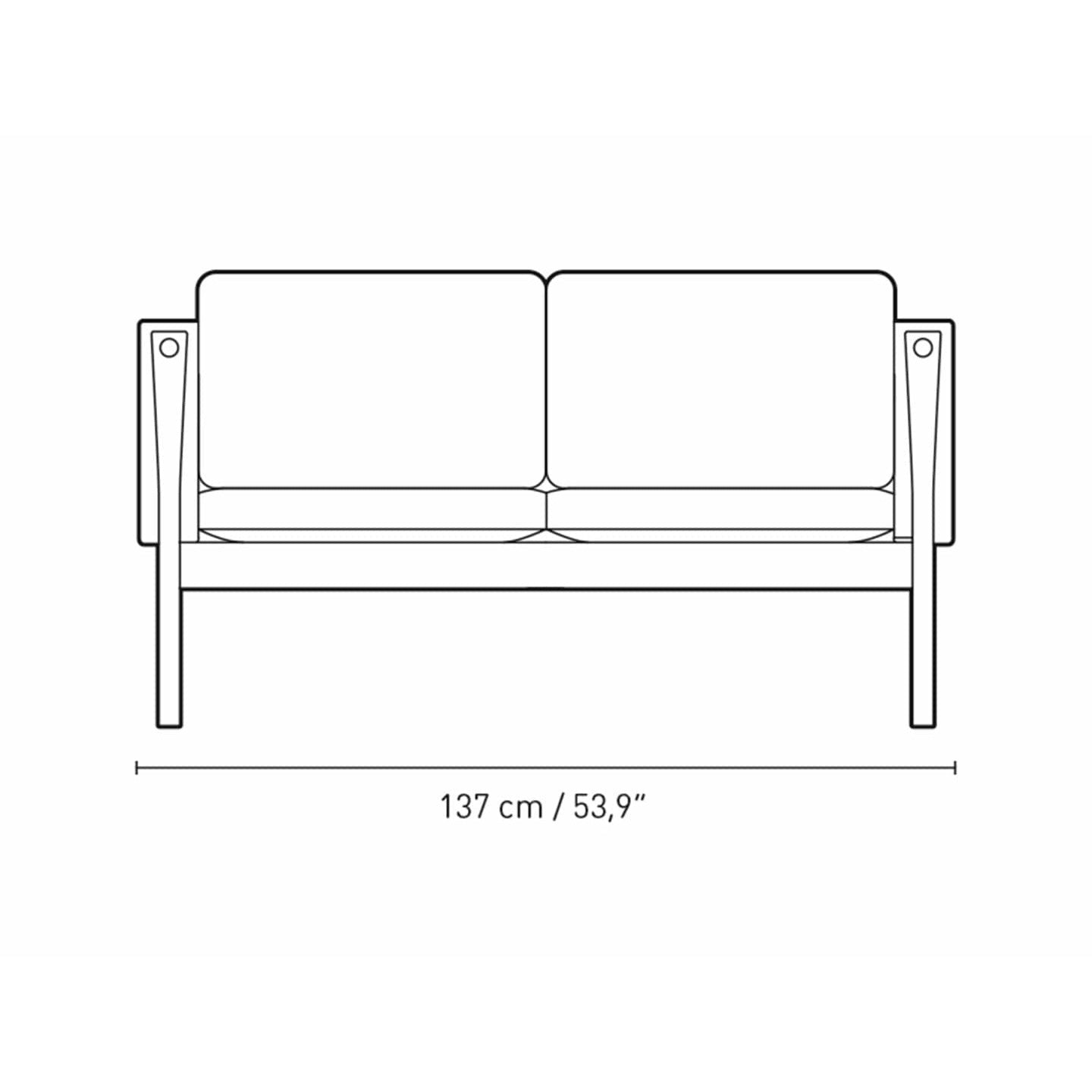 Carl Hansen CH162 2 -sits soffa ekrök färgad olja, duk 794