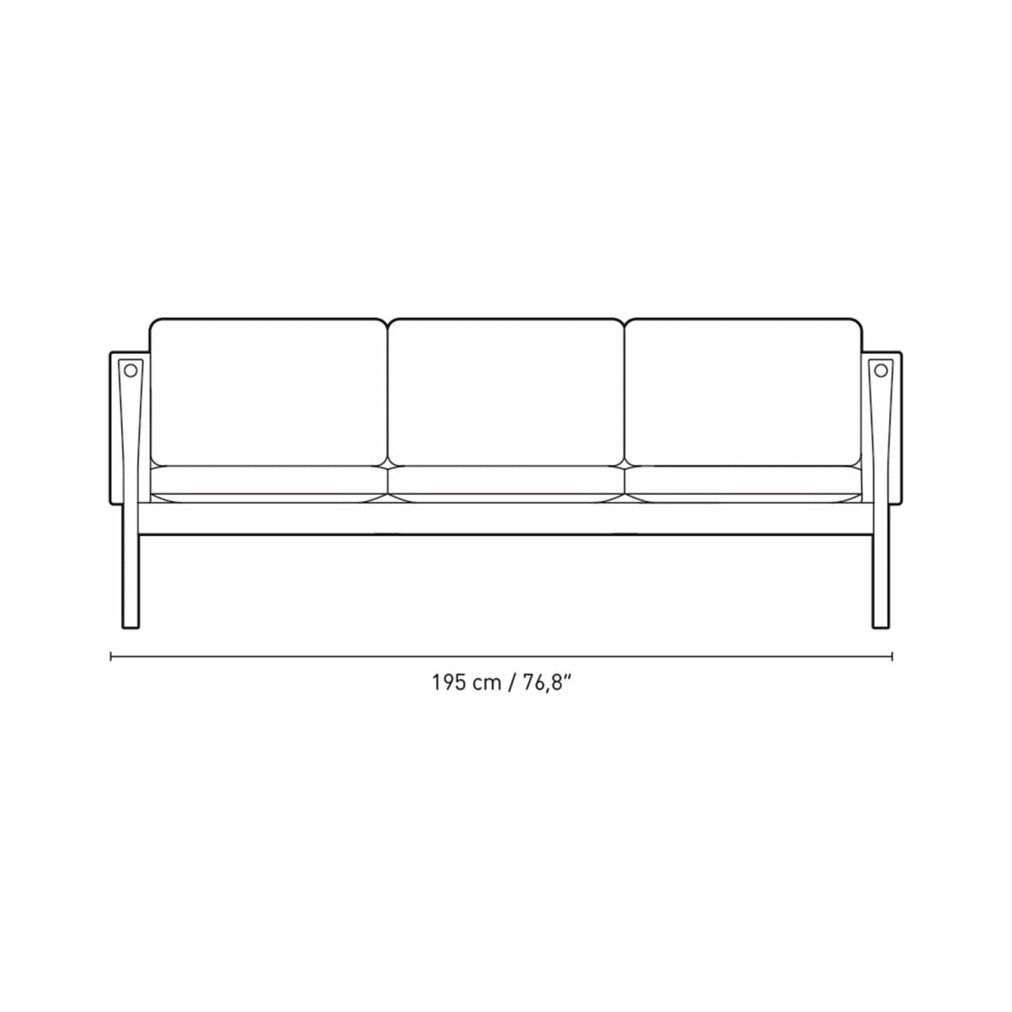 Carl Hansen CH162 3 -sits soffa ekrökolja, moly 114