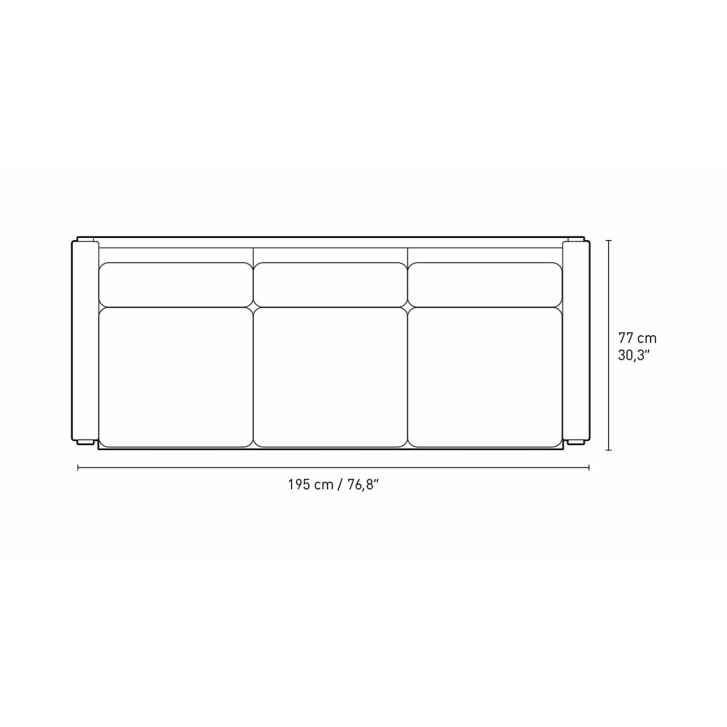 Carl Hansen CH162 SOFFICATION 3 PEATER SOFA SOAL SUMED HUILE, SIF 90