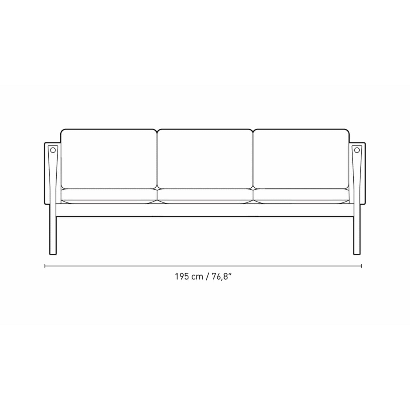 Carl Hansen CH162 3 Sitzer Sofa Eiche Rauchfarbe Öl, SIF 90