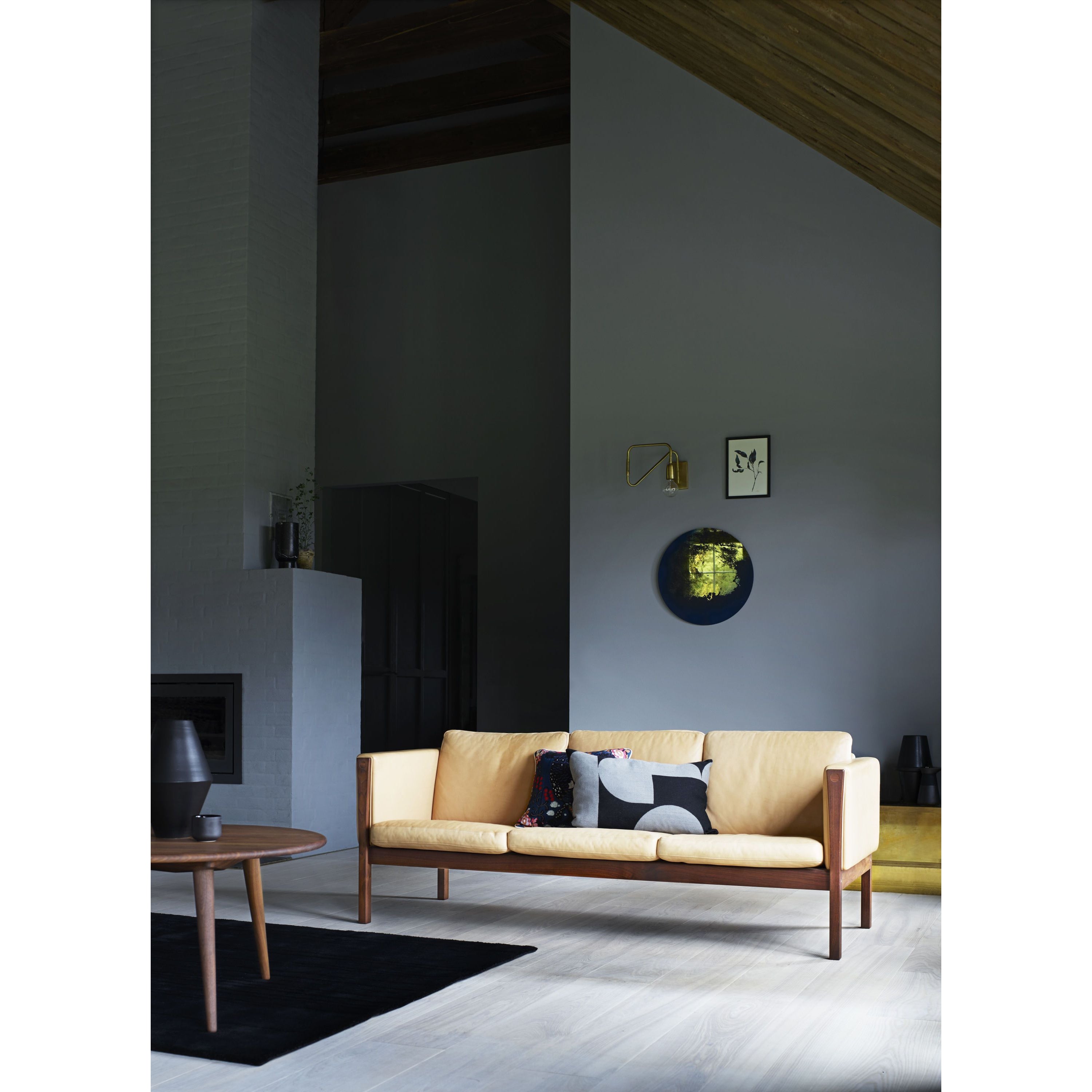 Sofá Carl Hansen CH162, roble engrasado/cuero negro