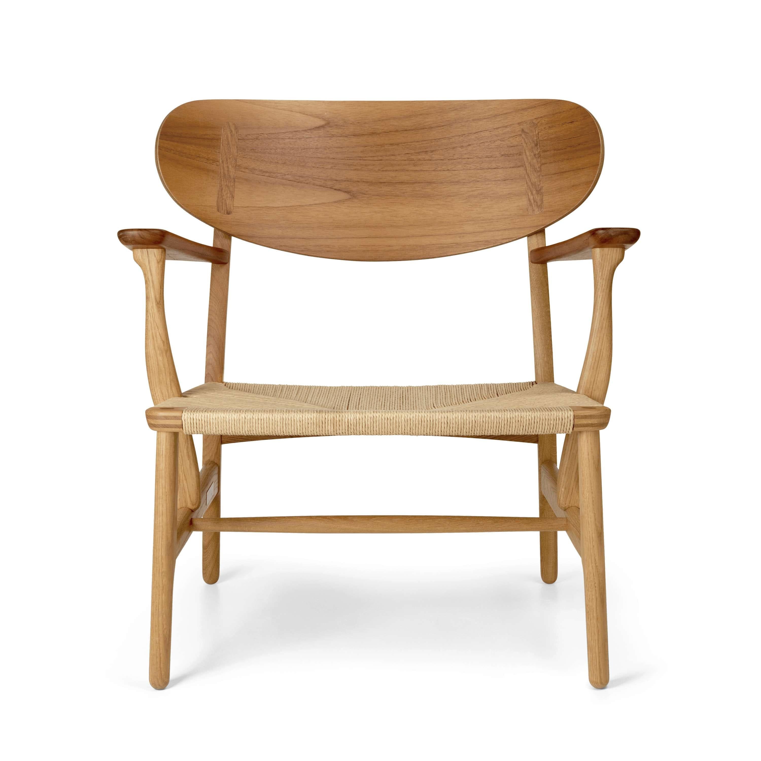 Carl Hansen CH22 Lounge Chair Teak/Eiche geölte, natürliche Kabel