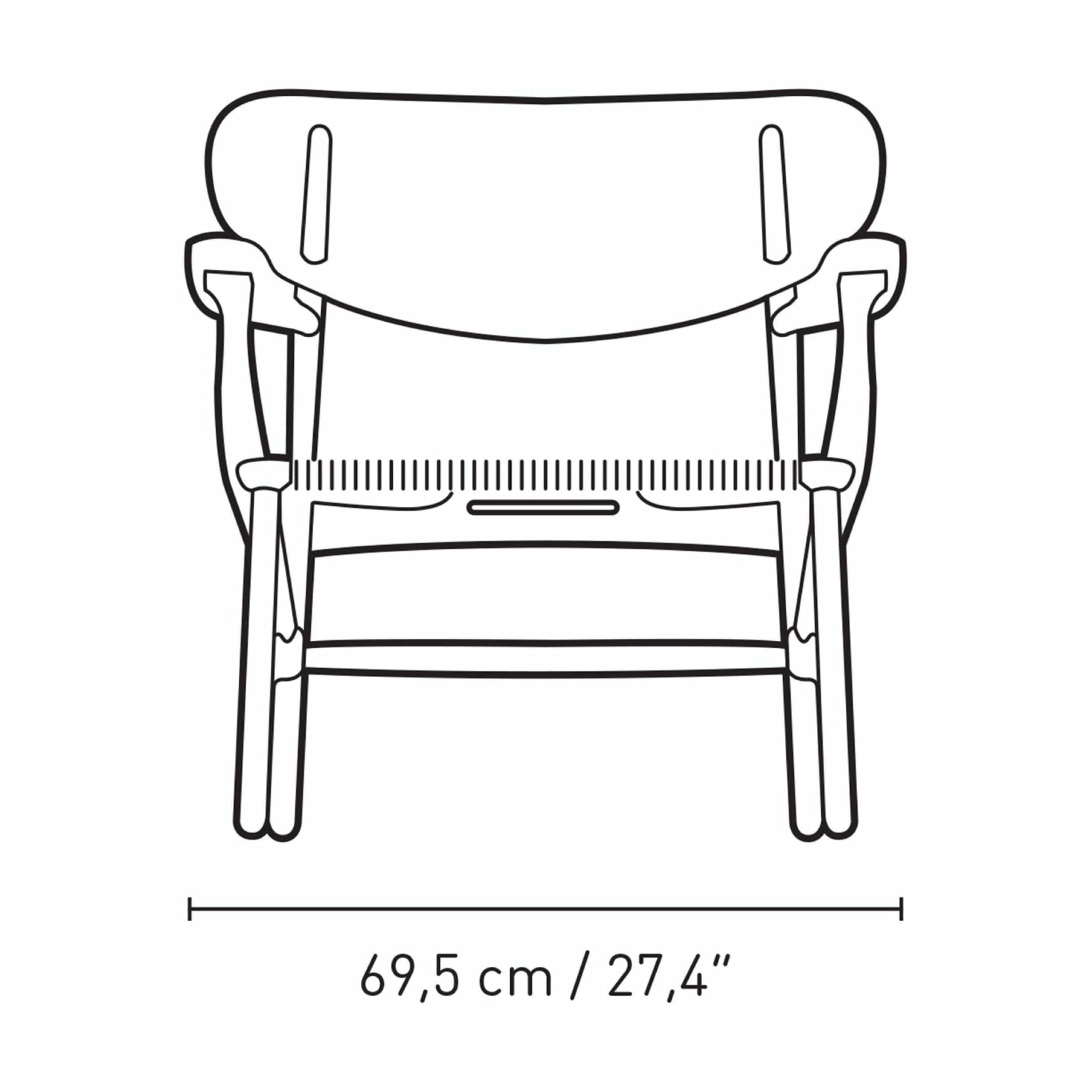 Carl Hansen CH22 Lounge Chair Eiche, Nordseeblau/Naturkabel
