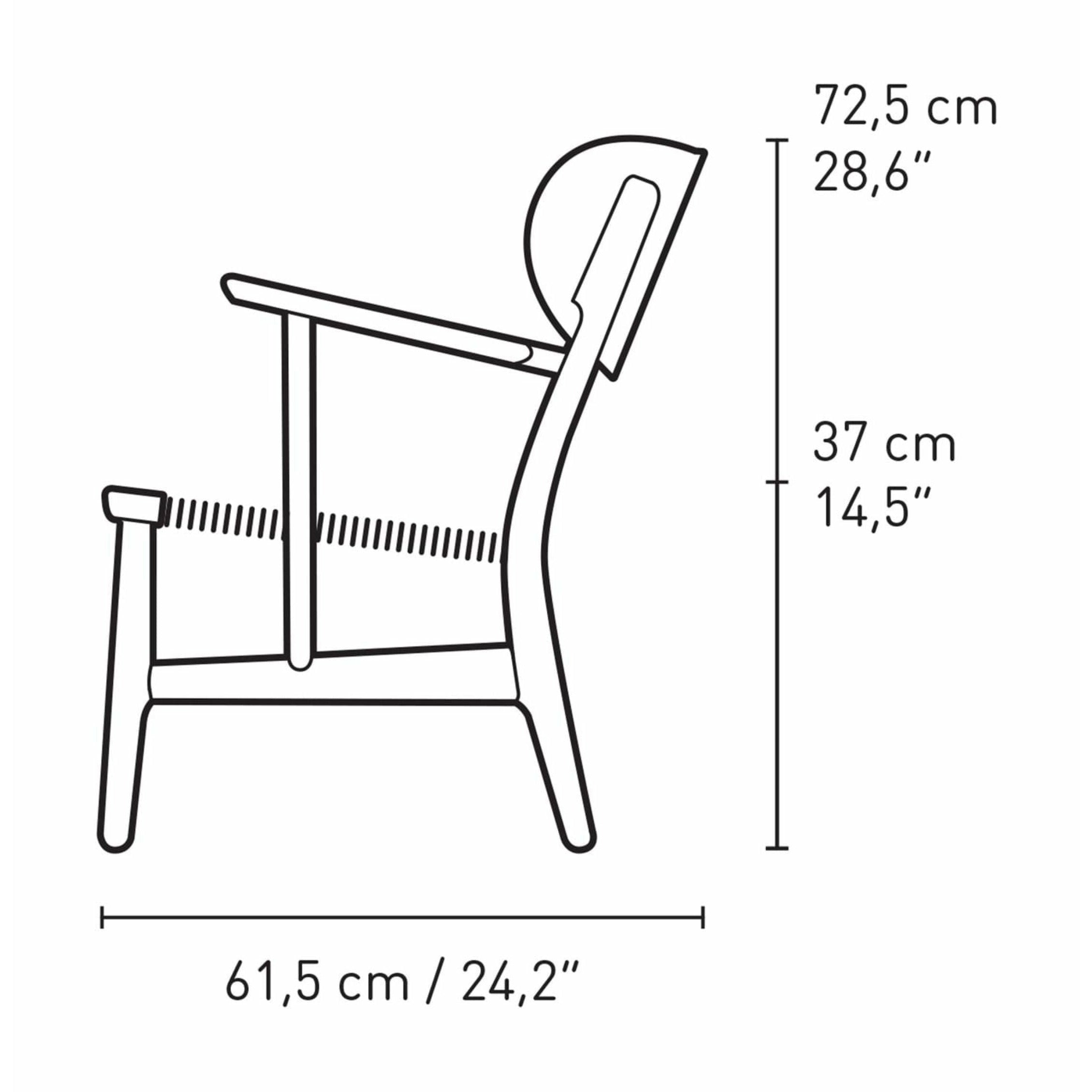 Carl Hansen Ch22 Lounge Chair Oak, Pewter Blue/Natural Wicker