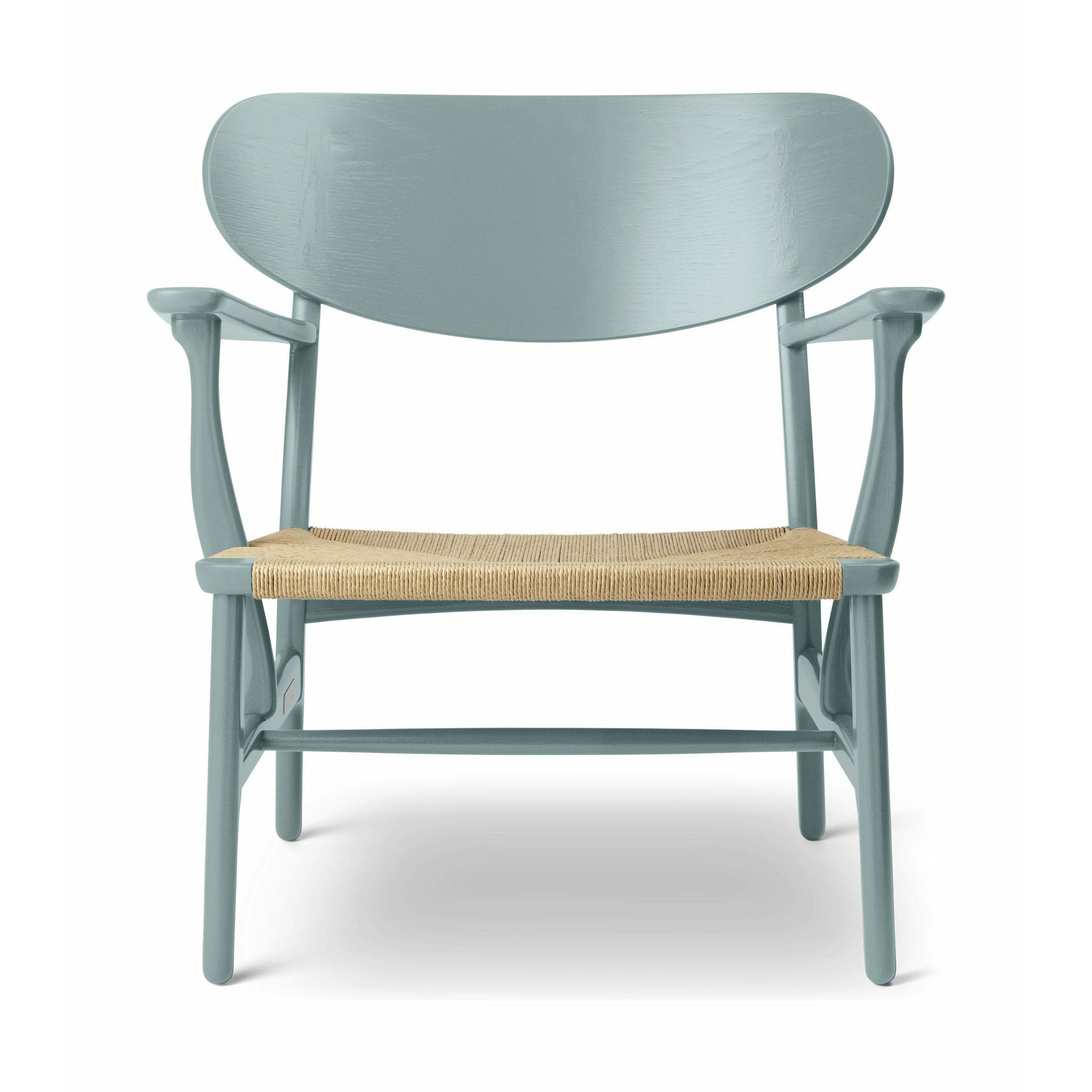 Carl Hansen CH22 Lounge Chair Oak, tennblå/naturlig korg
