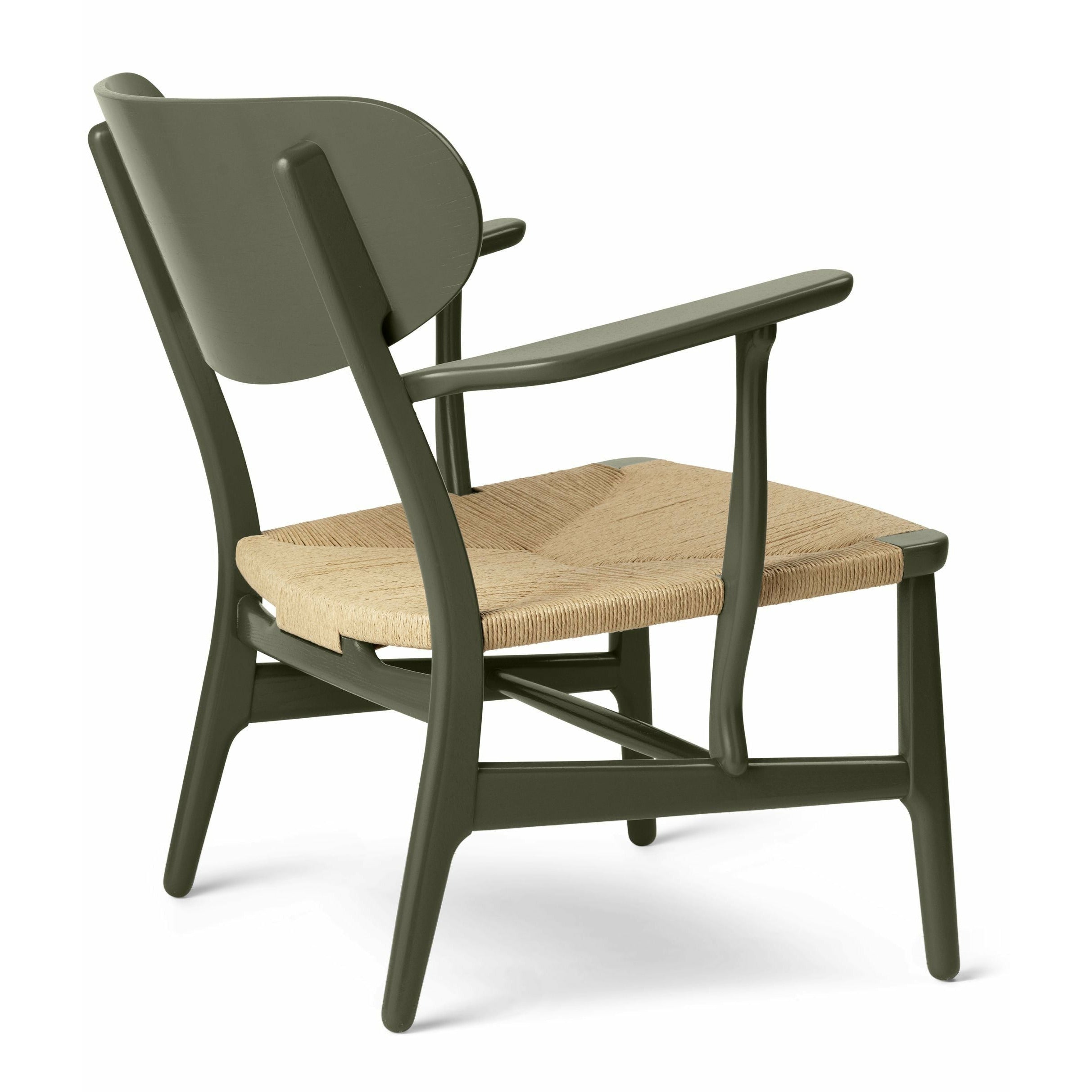 Carl Hansen CH22 Lounge chaise en chêne, vert d'algues / cordon naturel