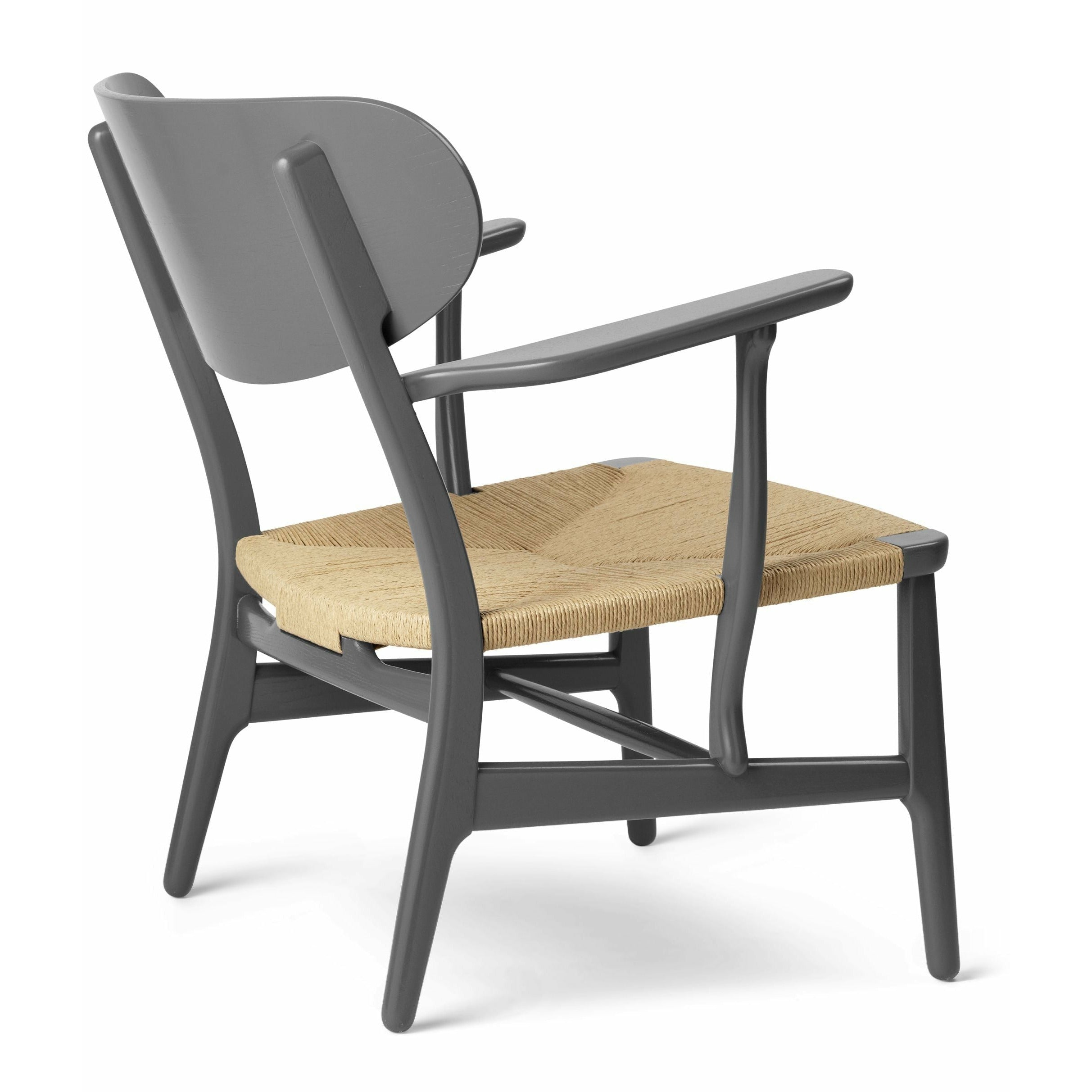 Carl Hansen CH22 Silla de sillón, pizarra marrón/mimbre natural
