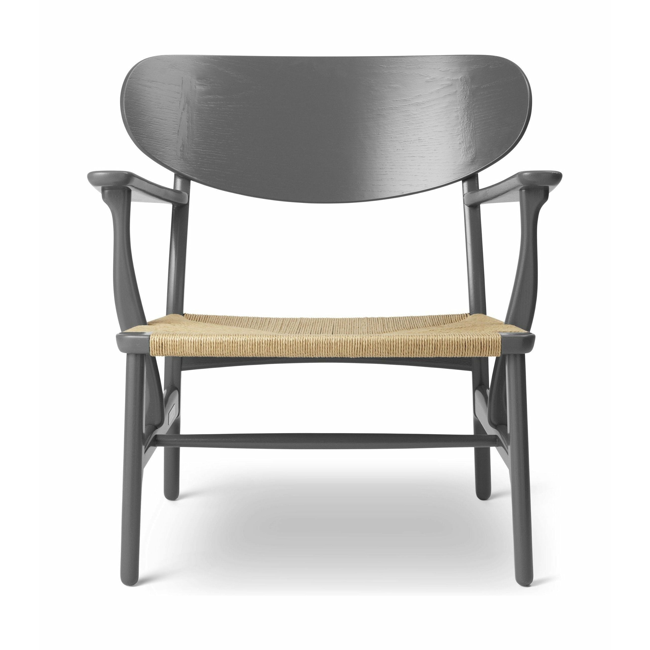 Carl Hansen Ch22 Lounge Chair Oak, Slate Brown/Natural Wicker