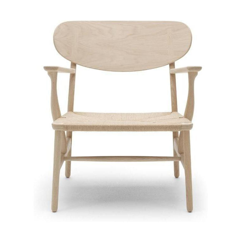 Carl Hansen Ch22, chaise longue, chêne savonné/corde naturelle