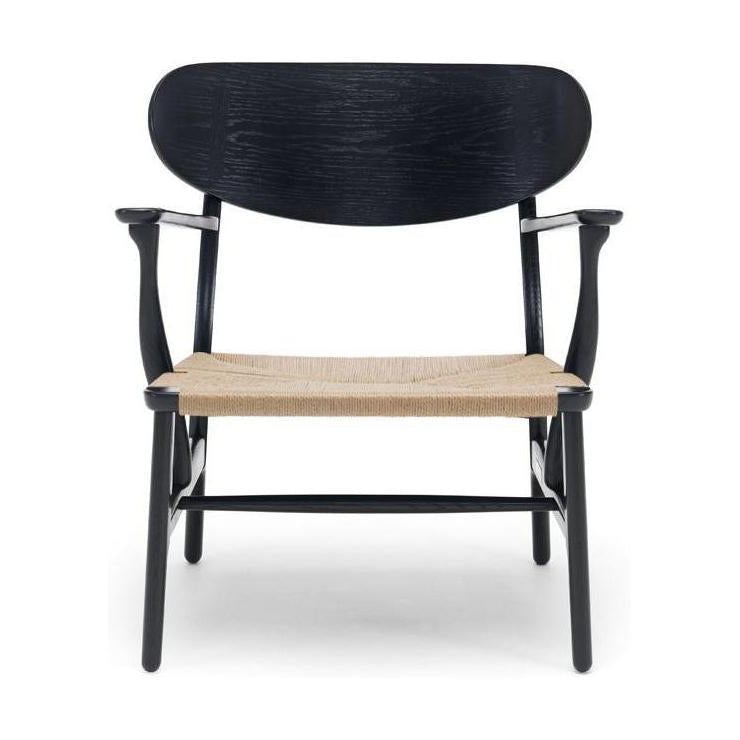 Carl Hansen CH22 Sillón, roble negro/mimbre natural