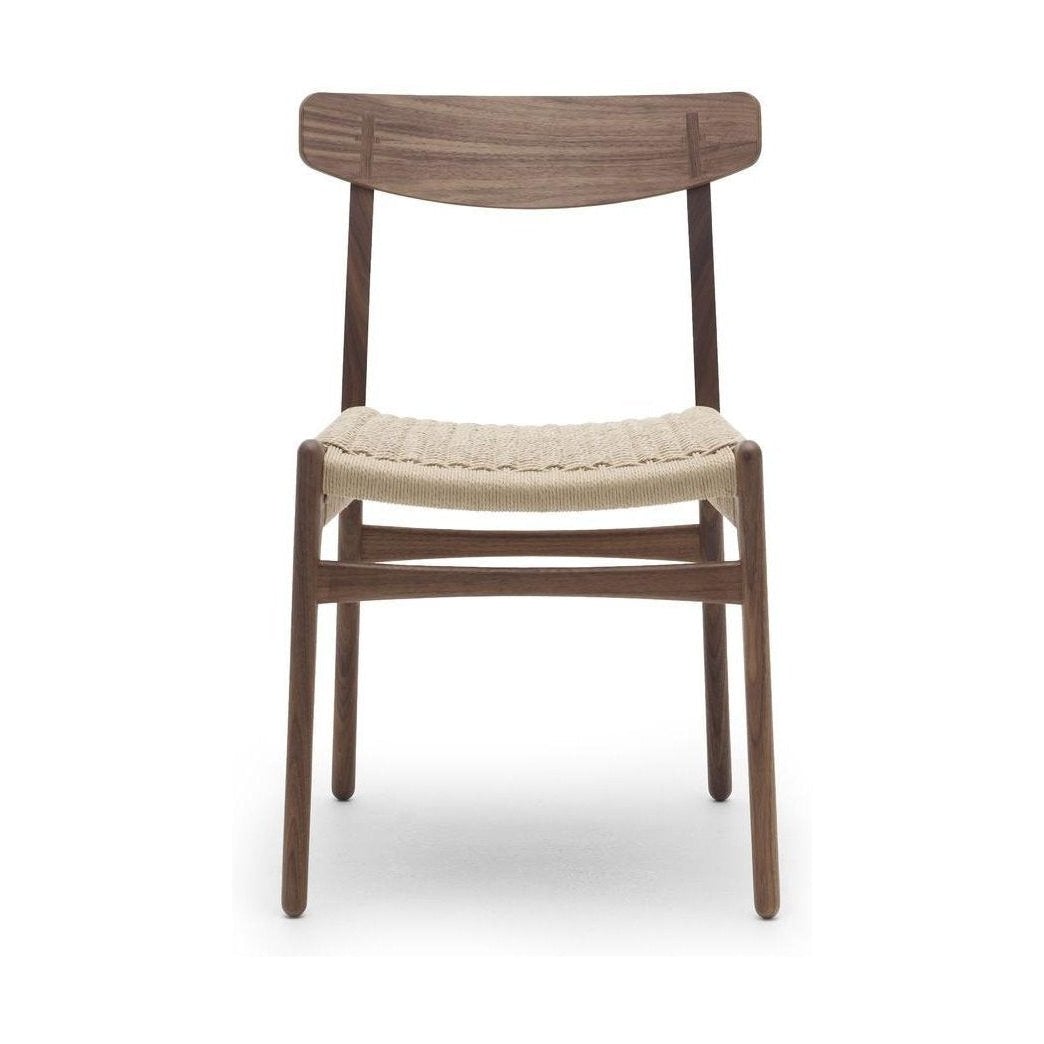 Silla Carl Hansen CH23, soporte de nogal/cable natural/nogal