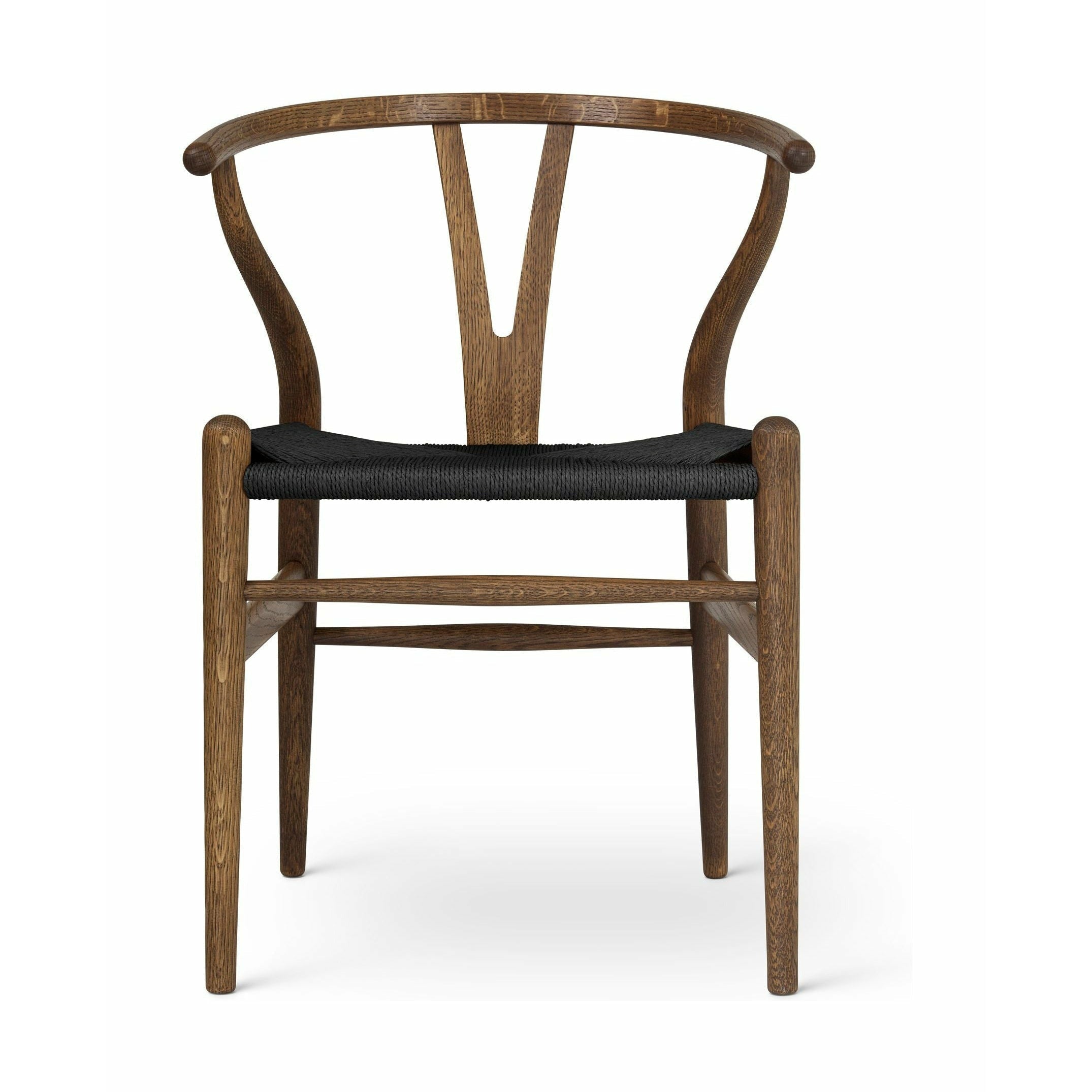 Carl Hansen CH24 Wishbone stol eg røg farvet olie, sort papirledning