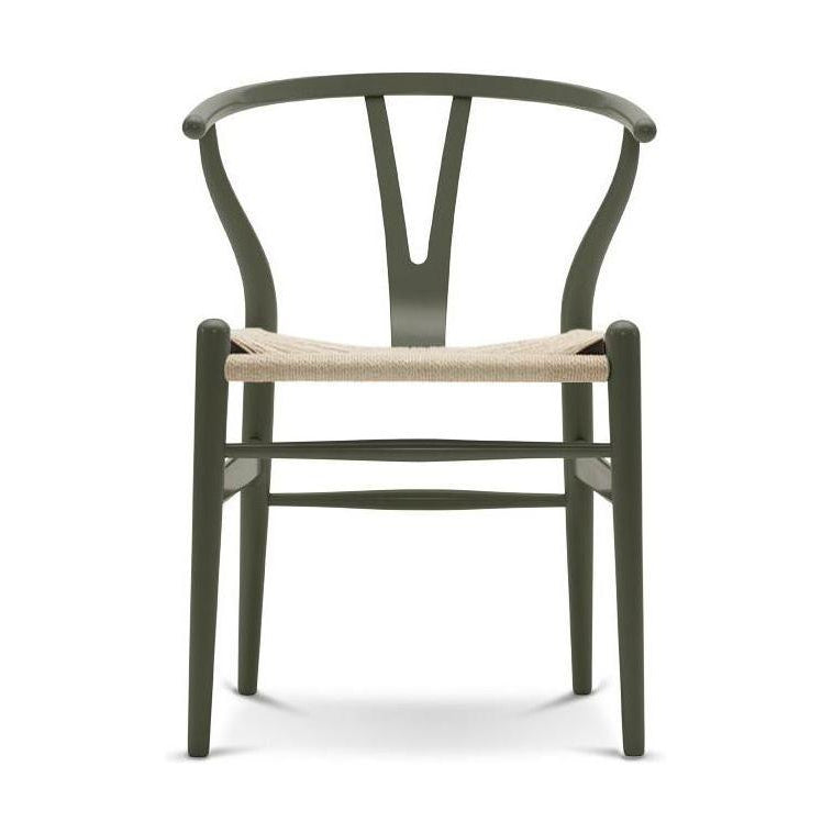 Carl Hansen Ch24 Y Chair Chair Corde en papier naturel, hêtre/vert olive