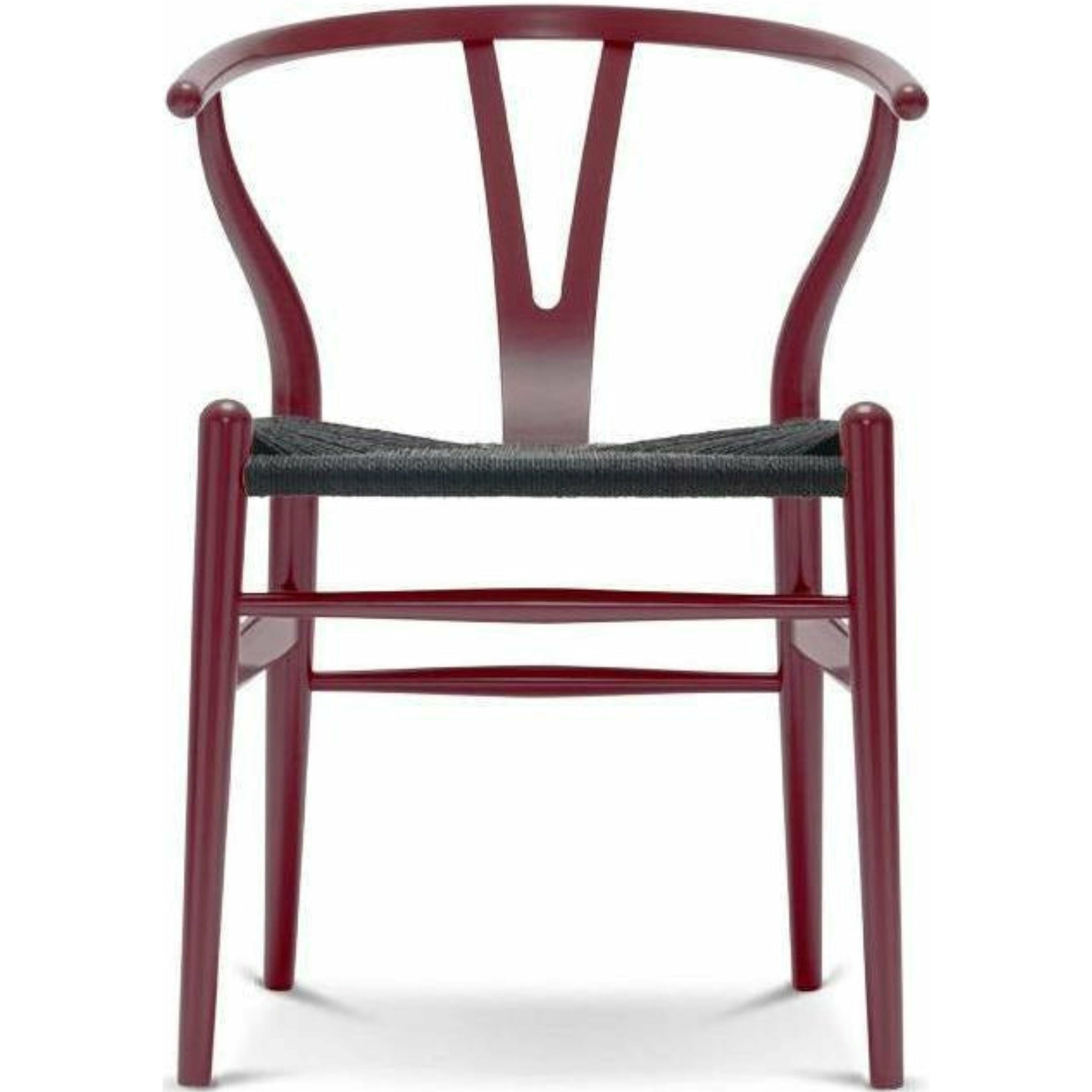 Carl Hansen Ch24 Y Cadeira Cadeira Black Paper Cord, Beech/Berry Red