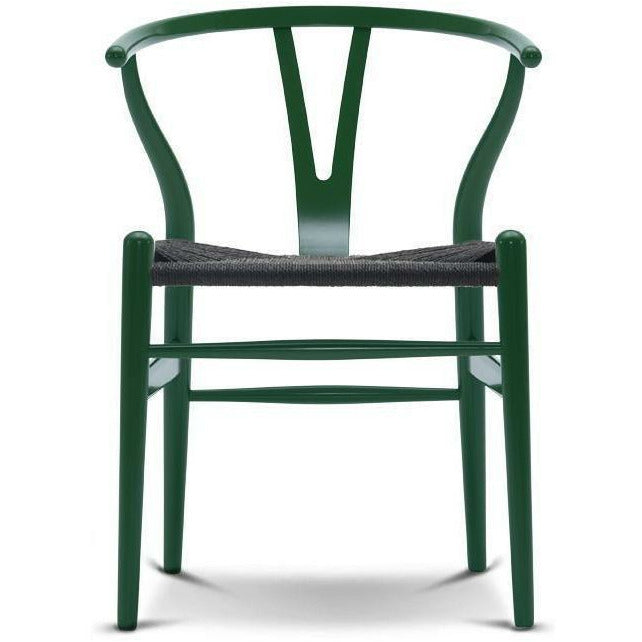Carl Hansen Ch24 Y Cadeira Cadeira Black Paper Cord, faia/grama verde