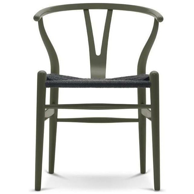 Carl Hansen CH24 Y chaise chaise cordon en papier noir, hêtre / vert olive