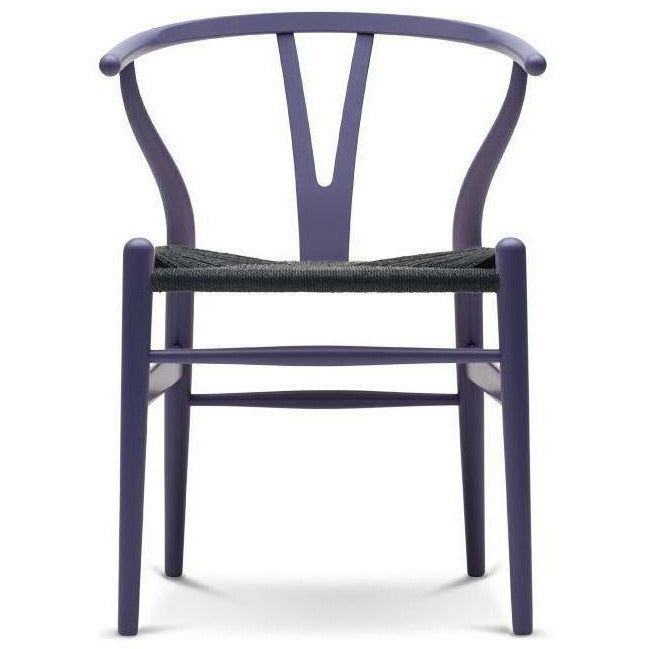 Carl Hansen Ch24 Y Cadeira Cadeira Black Paper Cord, faia/azul roxo