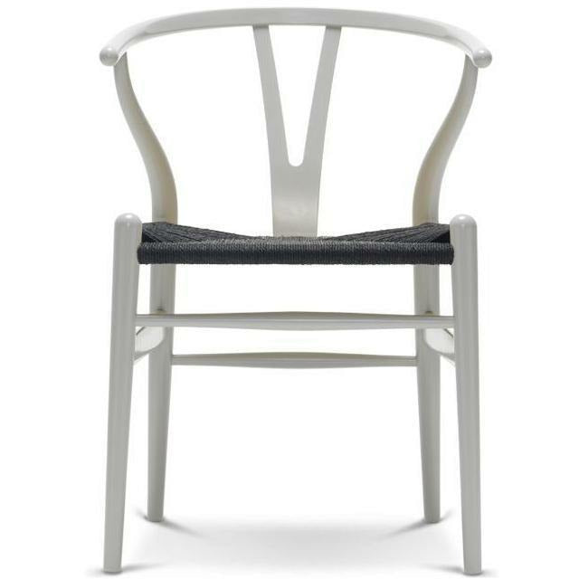 Carl Hansen Ch24 Y Cadeira Cadeira Black Paper Cord, faia/cinza prateado