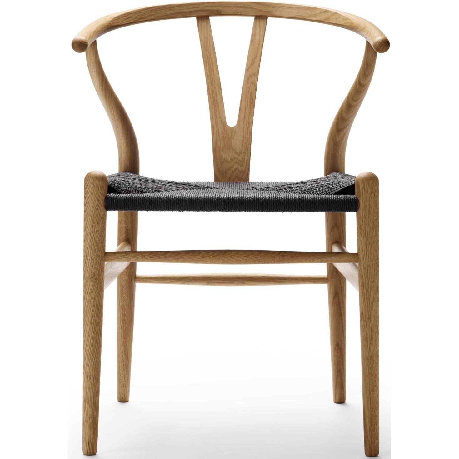 Carl Hansen CH24 Wishbone Chair Black Paper Cord, oljad ek