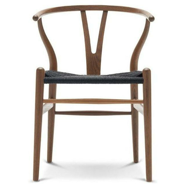 Carl Hansen Ch24 Cadeira Wishbone, óleo defumado de carvalho/cordão preto