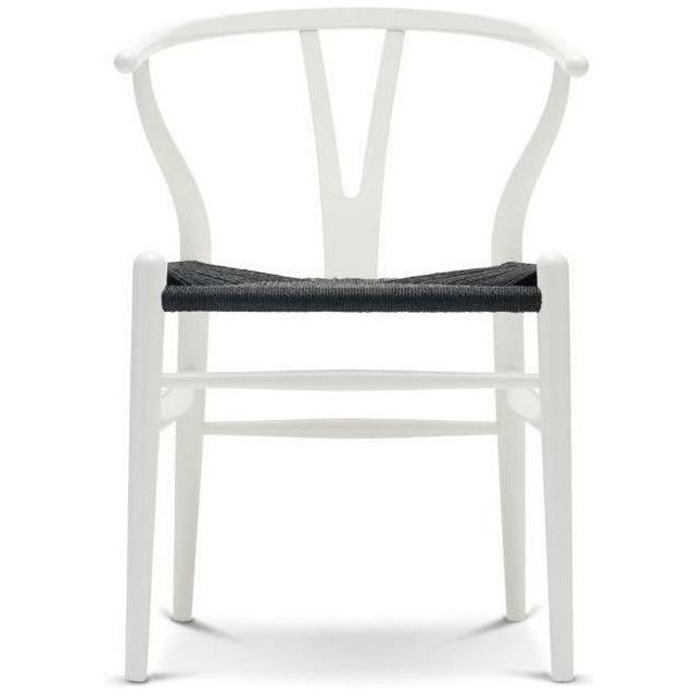 Cordón negro de silla de silla Carl Hansen CH24 Y, blanco natural