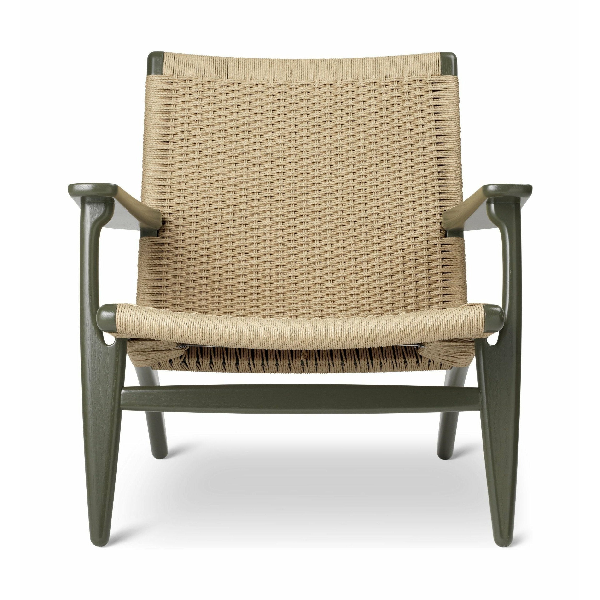 Carl Hansen CH25 Silla de salón de roble, algas verdes/naturales con cordón