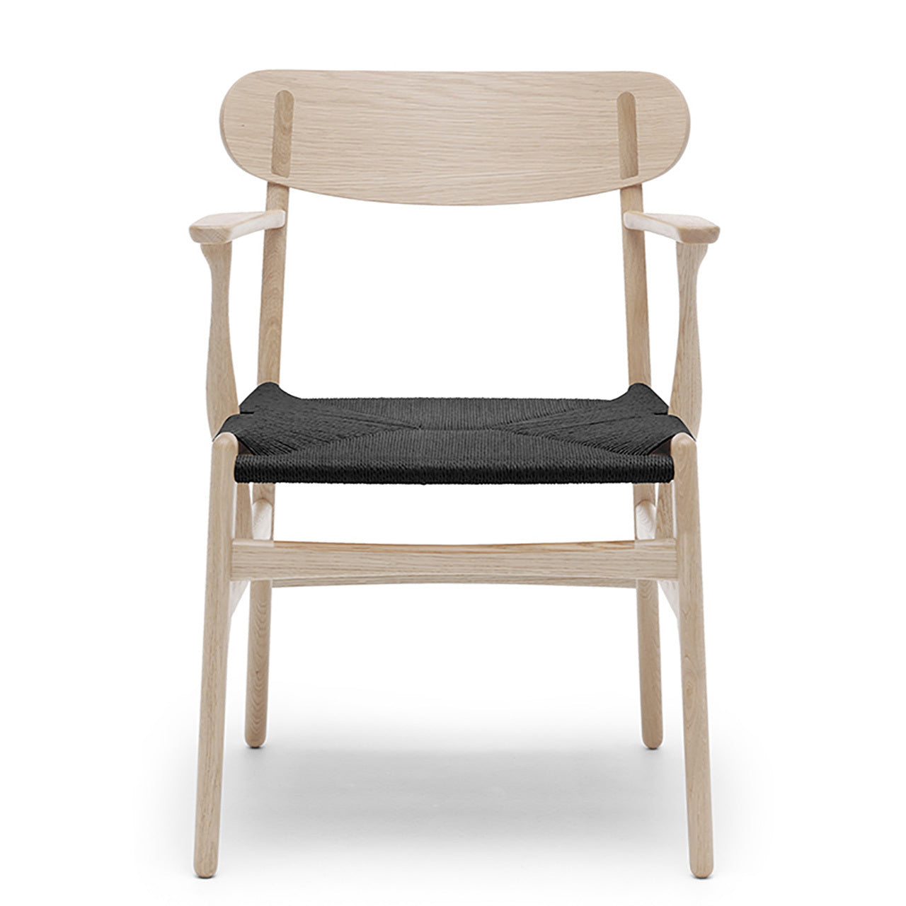 Silla Carl Hansen CH26, roble de papel engrasado/negro