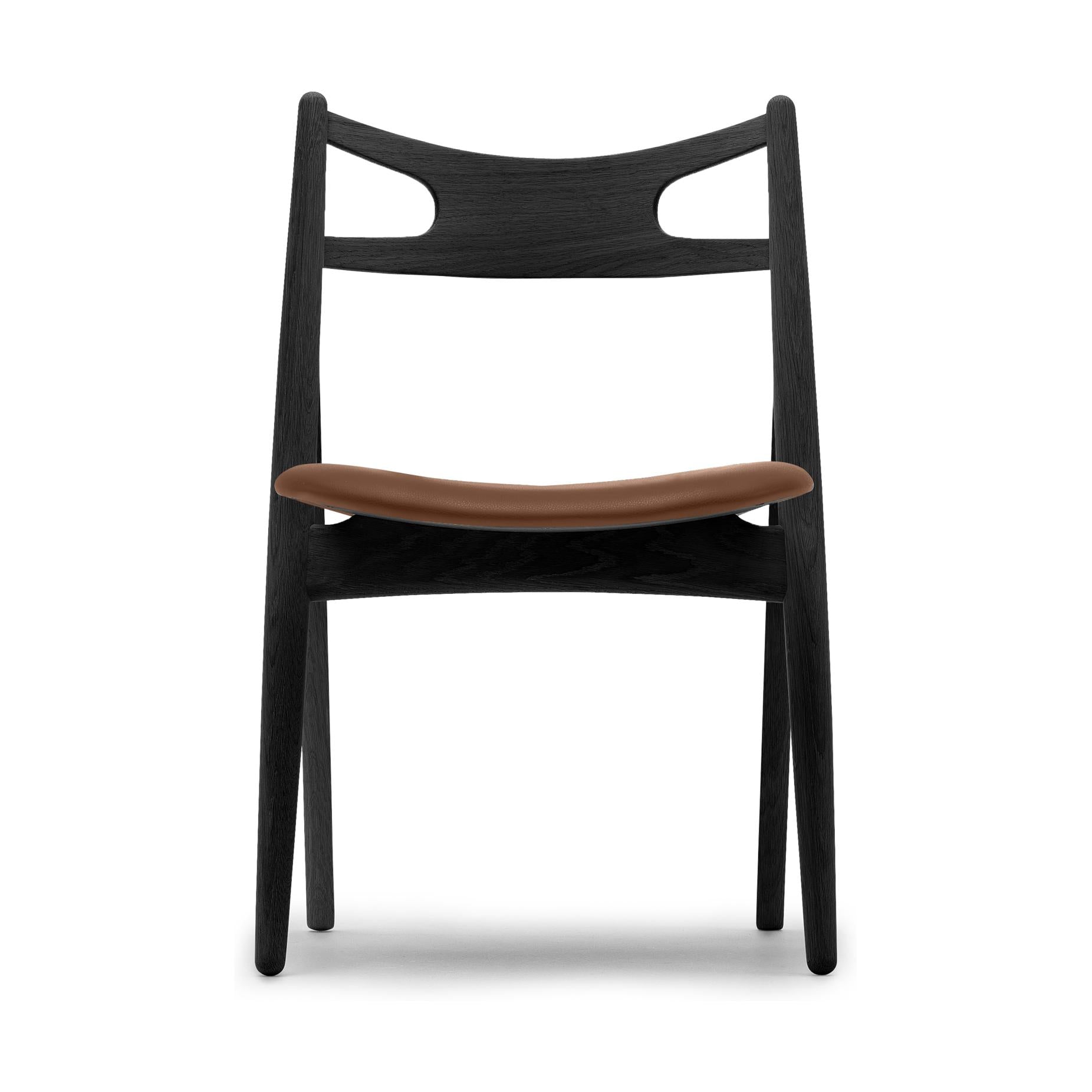 Carl Hansen CH29 P chaise, chêne coloré / cuir marron