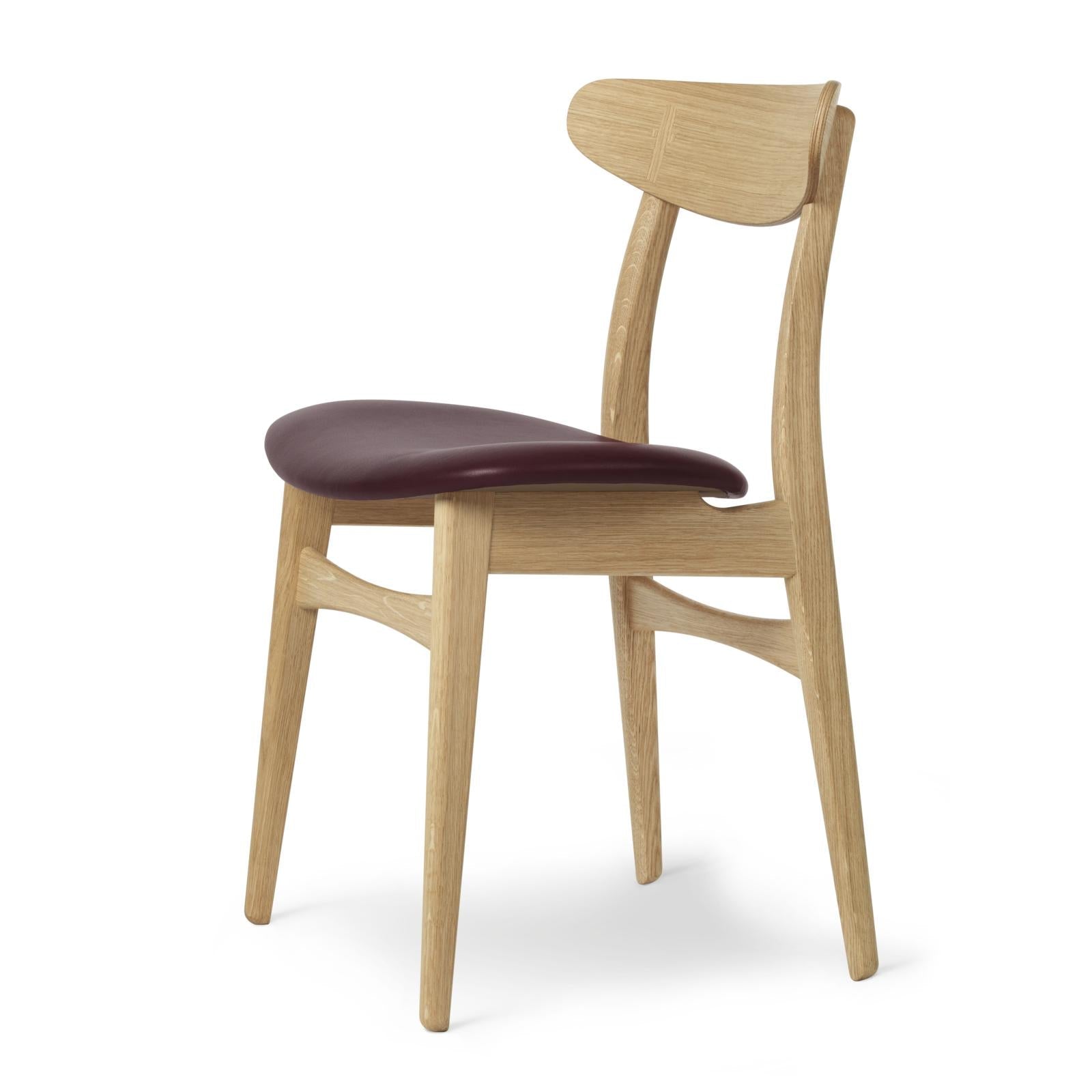 Silla CH30P Carl Hansen, roble engrasado, cuero burdeos