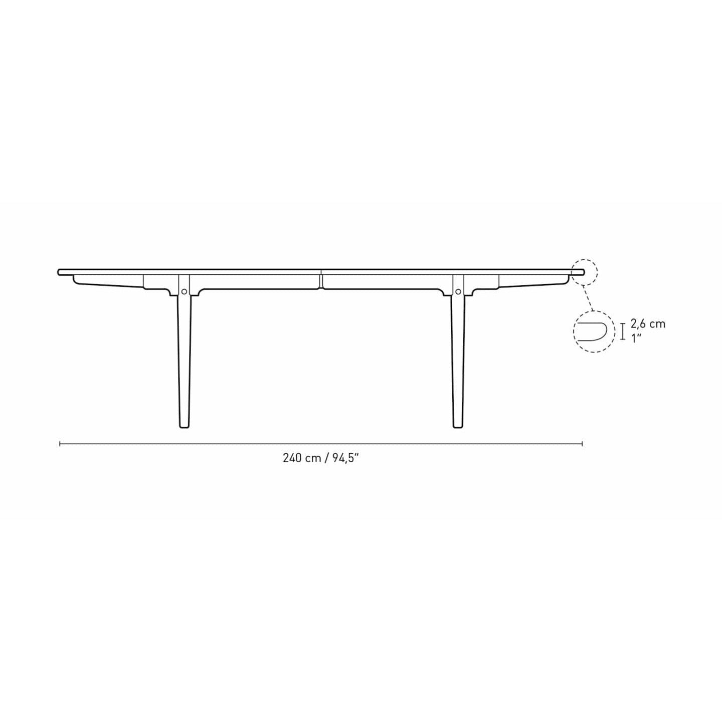 Table à manger Carl Hansen CH339 conçue pour 2 assiettes de retrait, chêne huilé