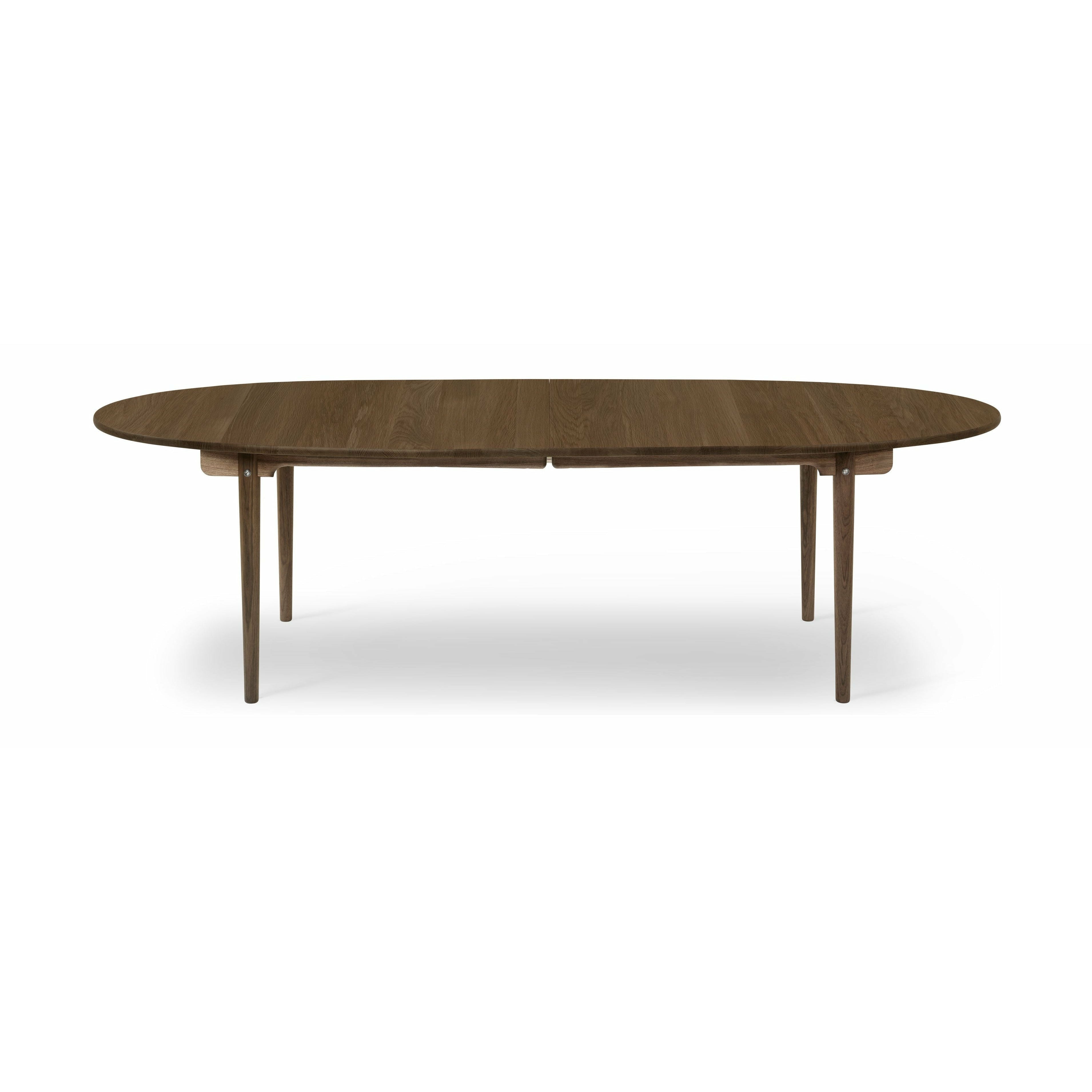 Mesa de comedor Carl Hansen CH339 diseñada para 2 placas de extracción, aceite de color humo de roble